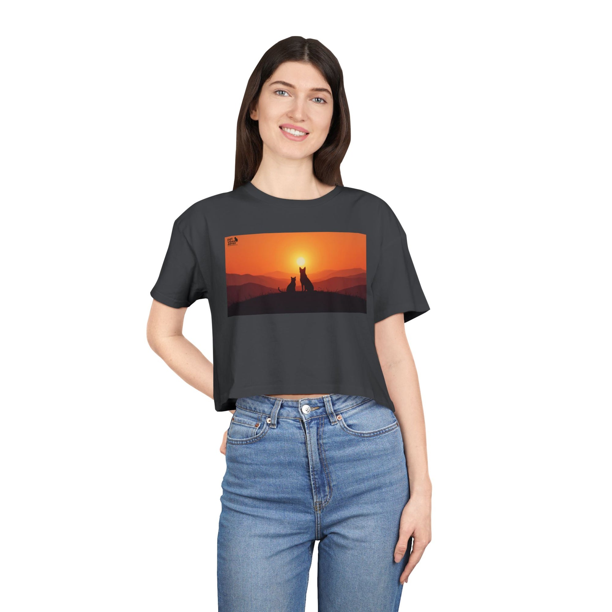 Sunset Lovers Women's Crop Tee, Summer Fashion, Casual Wear, Cute Gift, Nature Tee, Boho Style