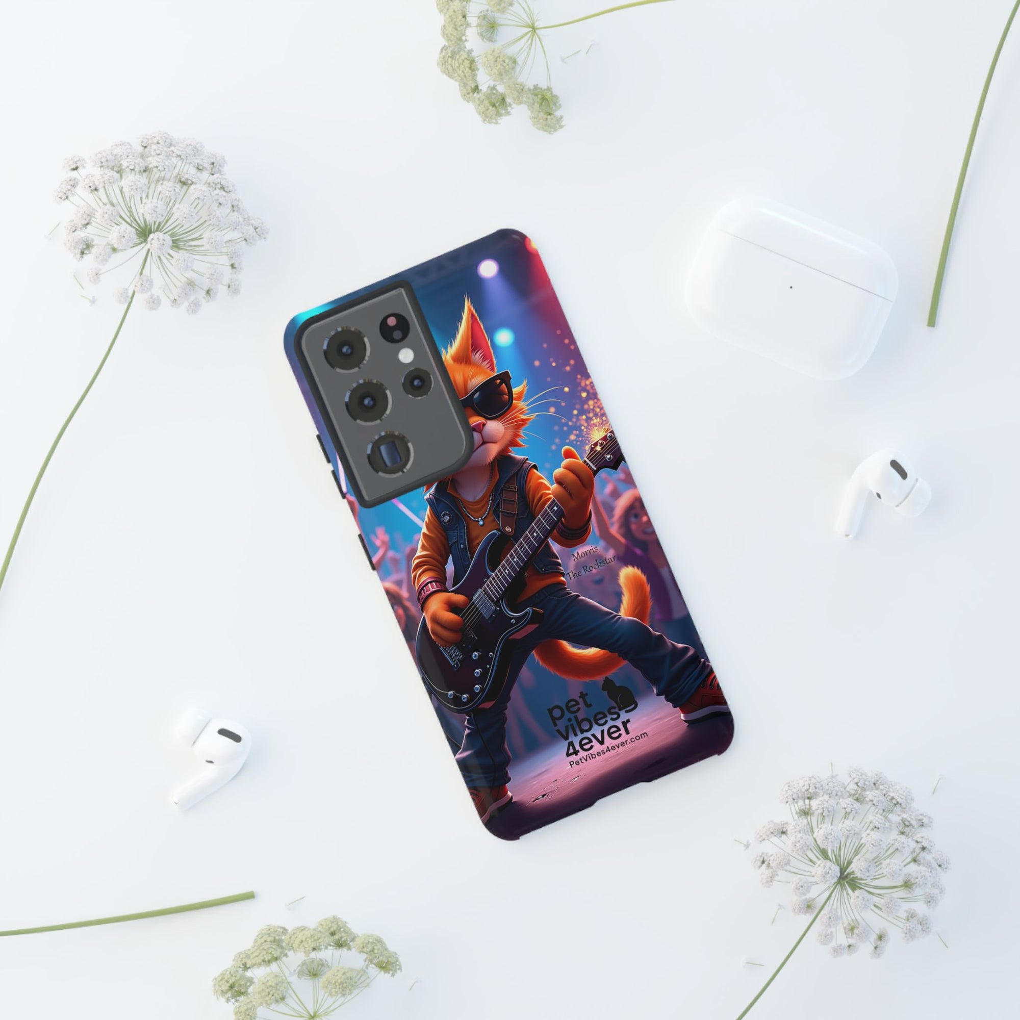 Guitar Cat Phone Case | Fun Pet Vibes | Unique Gift for Cat Lovers, Music Fans, Pet Owners, Birthday, Holidays, Personal Use