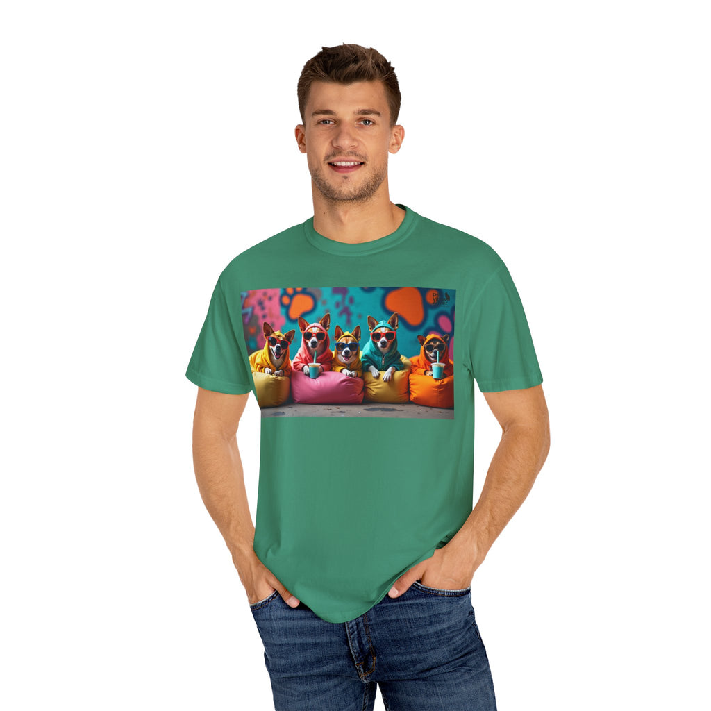 Playful Dog-Themed Unisex Garment-Dyed T-shirt, Pet Lover Gift, Casual Wear, Birthday Party Tee, Colorful Animal Art