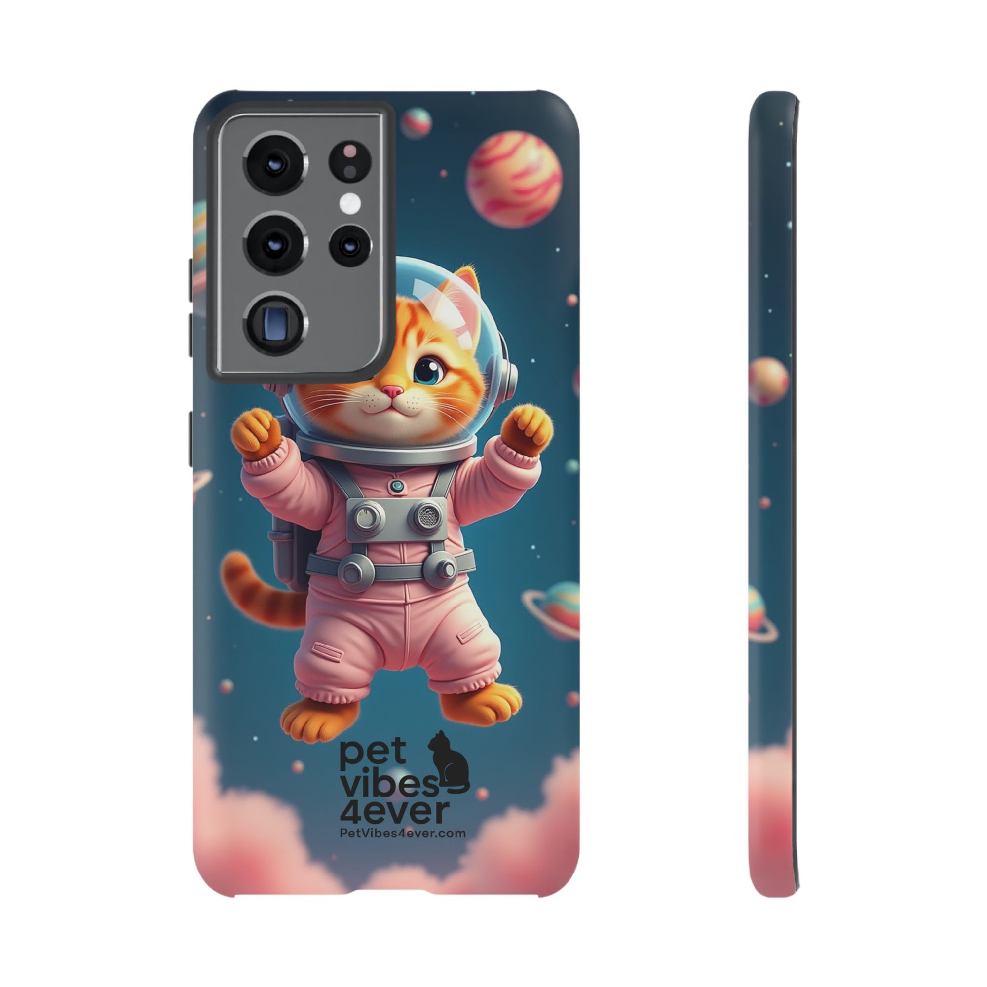 Cute Cat Phone Case, Astronaut Cat Case, Pet Lover Gift, Space Theme Accessories, Galaxy Cat Phone Cover
