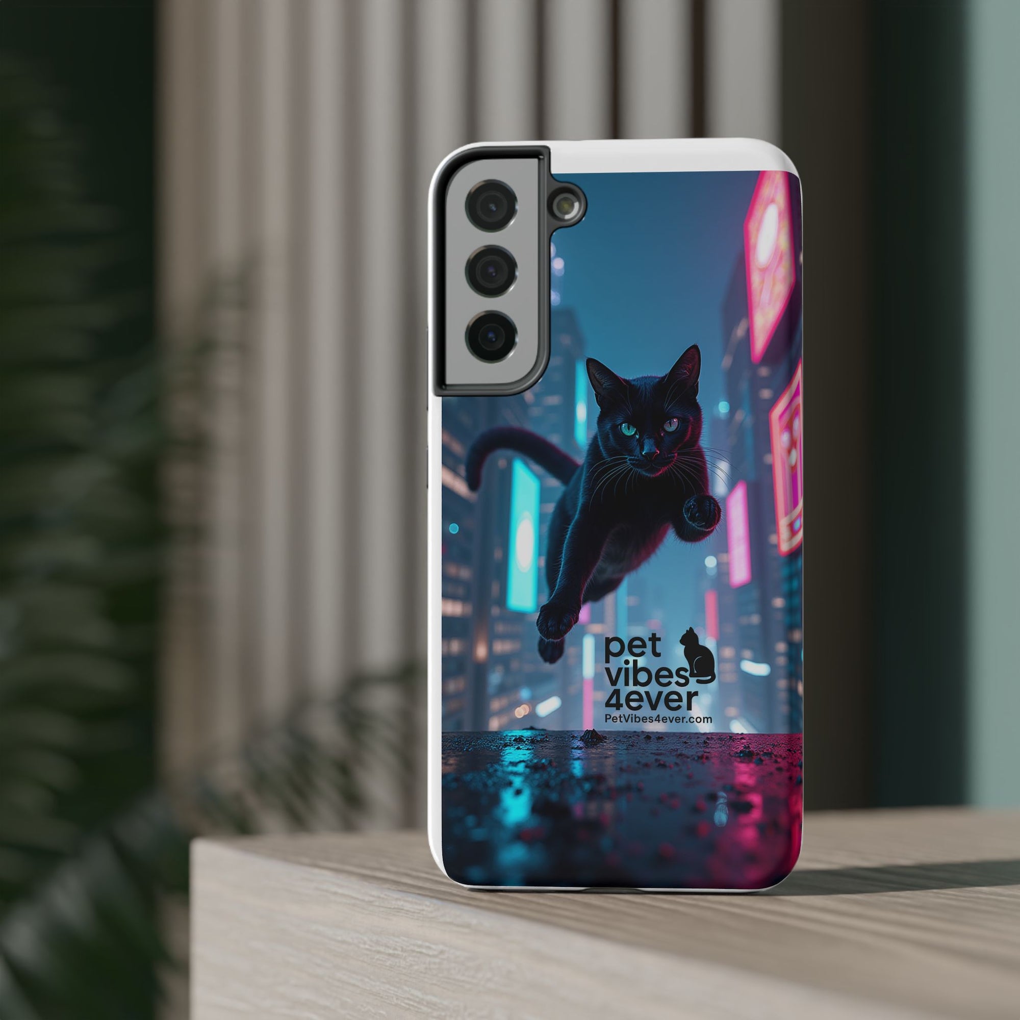 Cat-Themed Phone Case with Pet Vibes Design, Impact-Resistant Phone Case, Gift for Cat Lovers, Cute Pet Merchandise, Stylish Phone Accessory