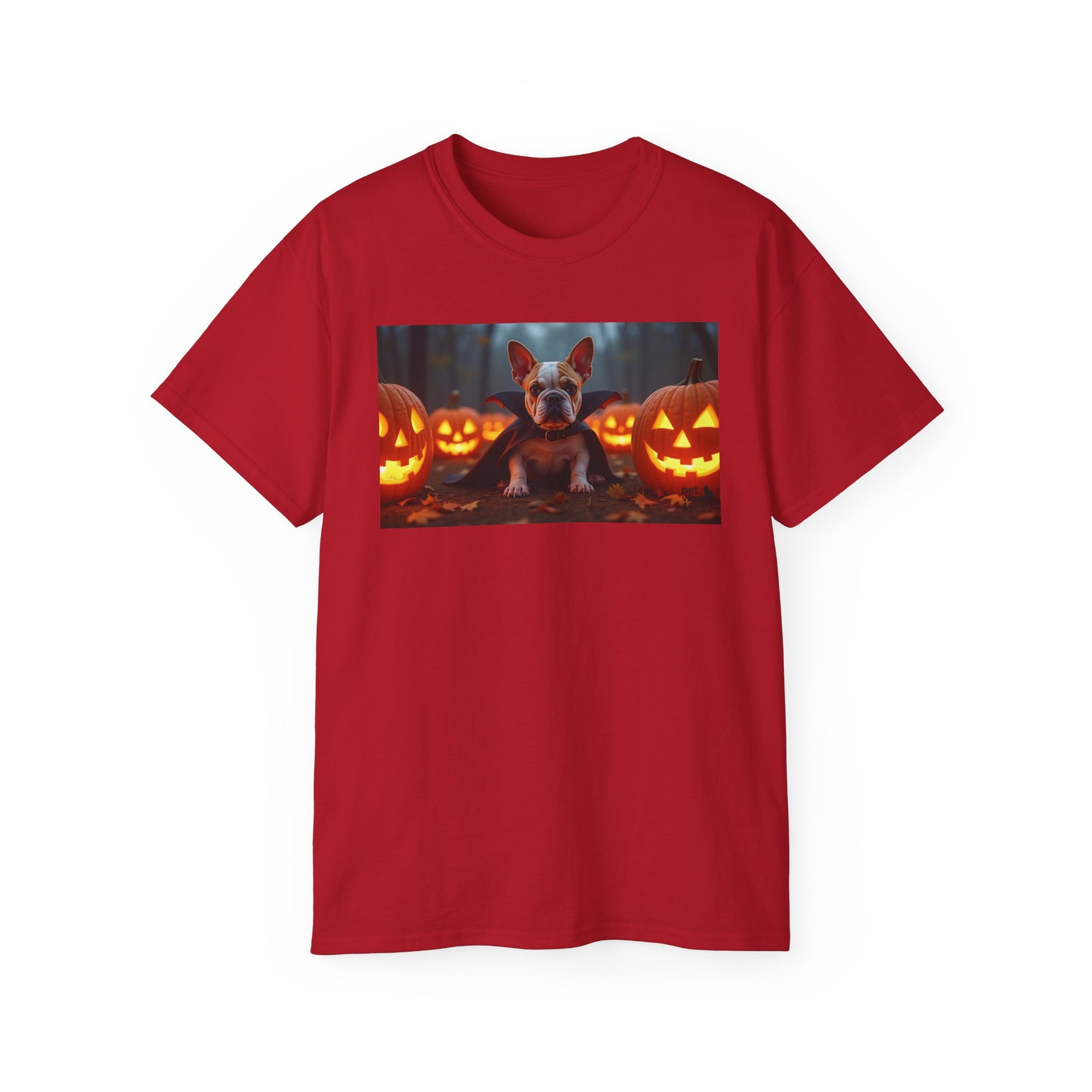 Halloween Dog Graphic Tee, Pumpkin Shirt, Fall Apparel, Casual Wear for Pet Lovers, Unisex Halloween T-Shirt