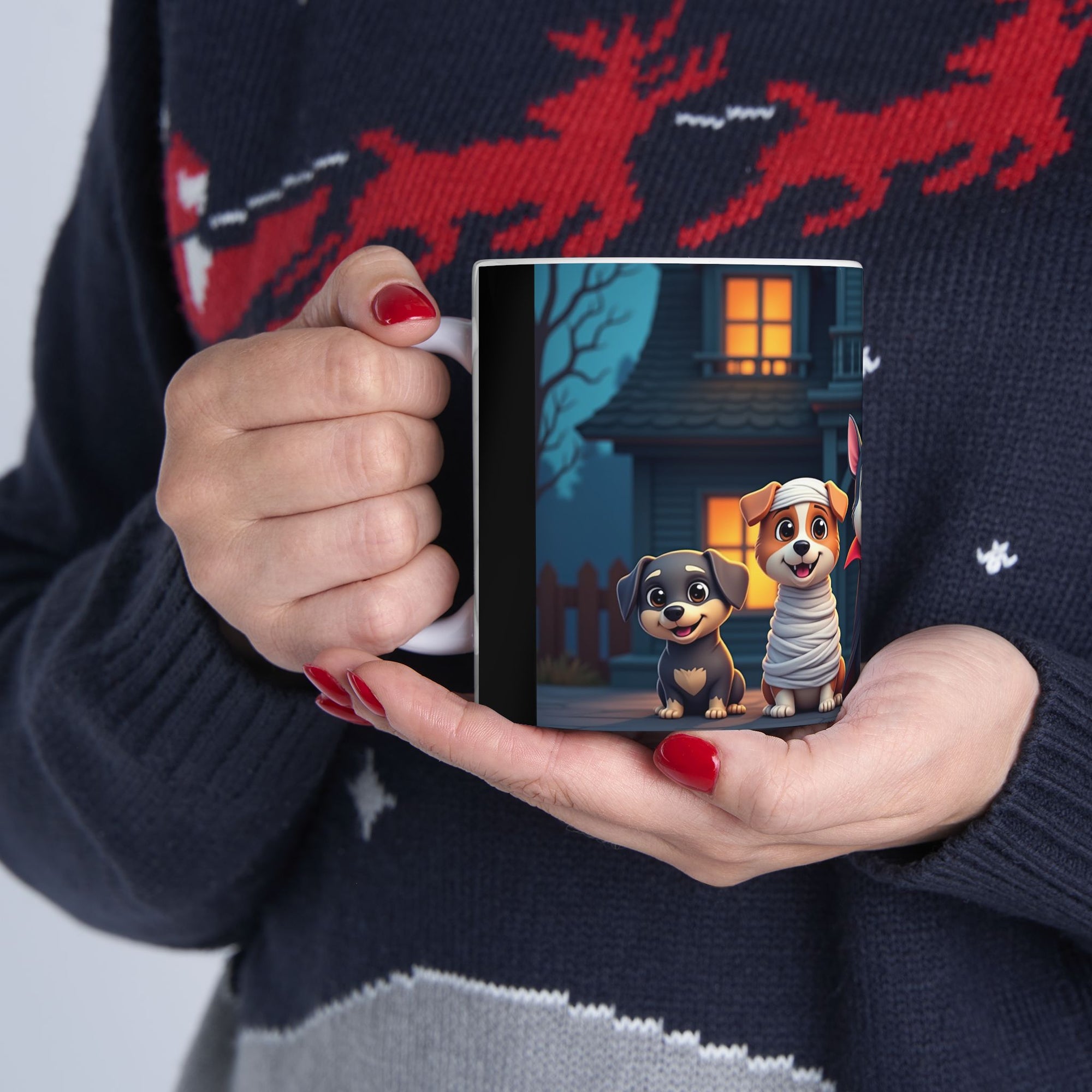 Halloween Dog Lovers Mug, Cute Canine Gift, Pet Owner Coffee Cup, Trick or Treat Drinkware, Spooky Pet Mug