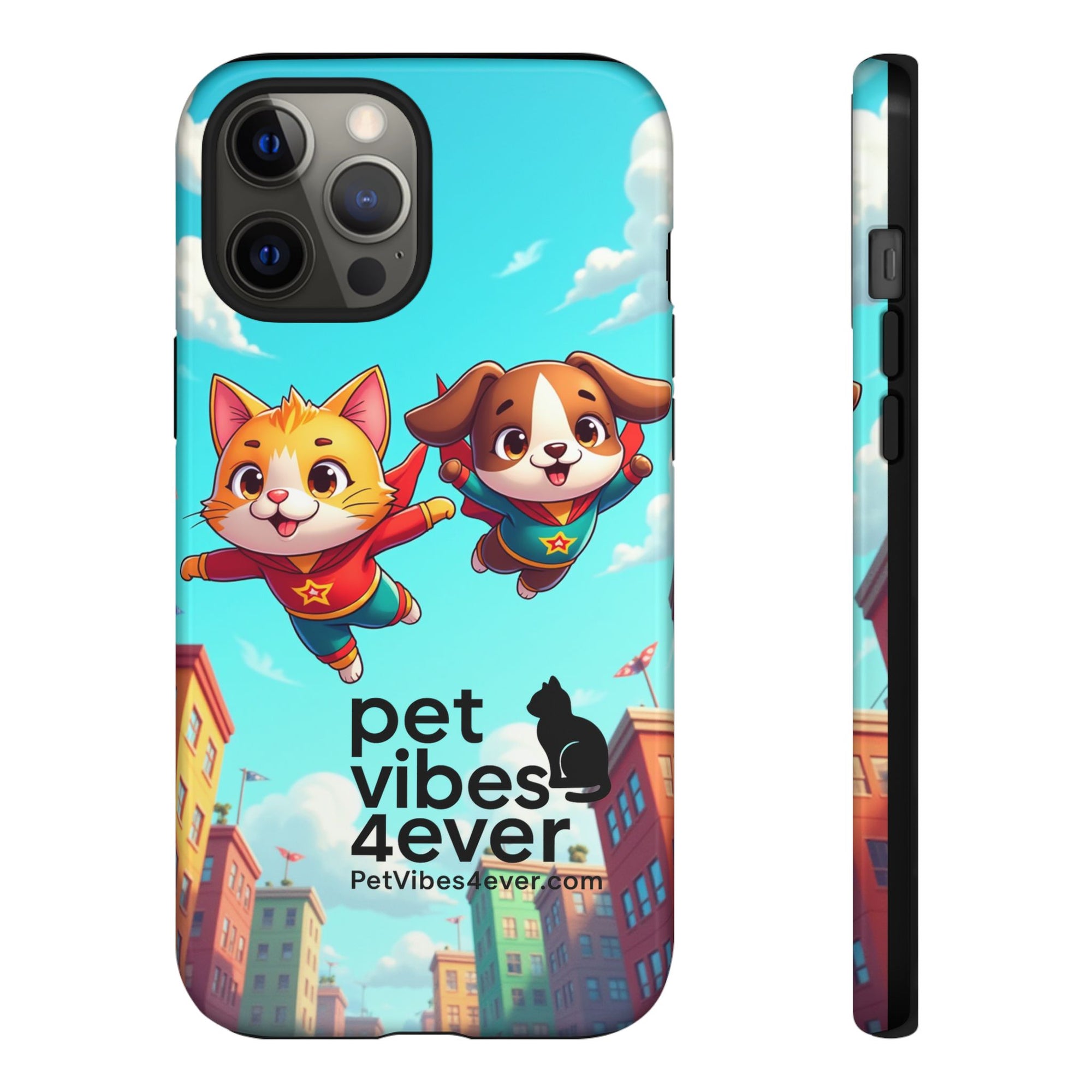 Pet Vibes Phone Case - Playful Cat and Dog Design, Animal Lover Gift, Cute Pet Accessory, Colorful Phone Cover, Fun Pet Gifts