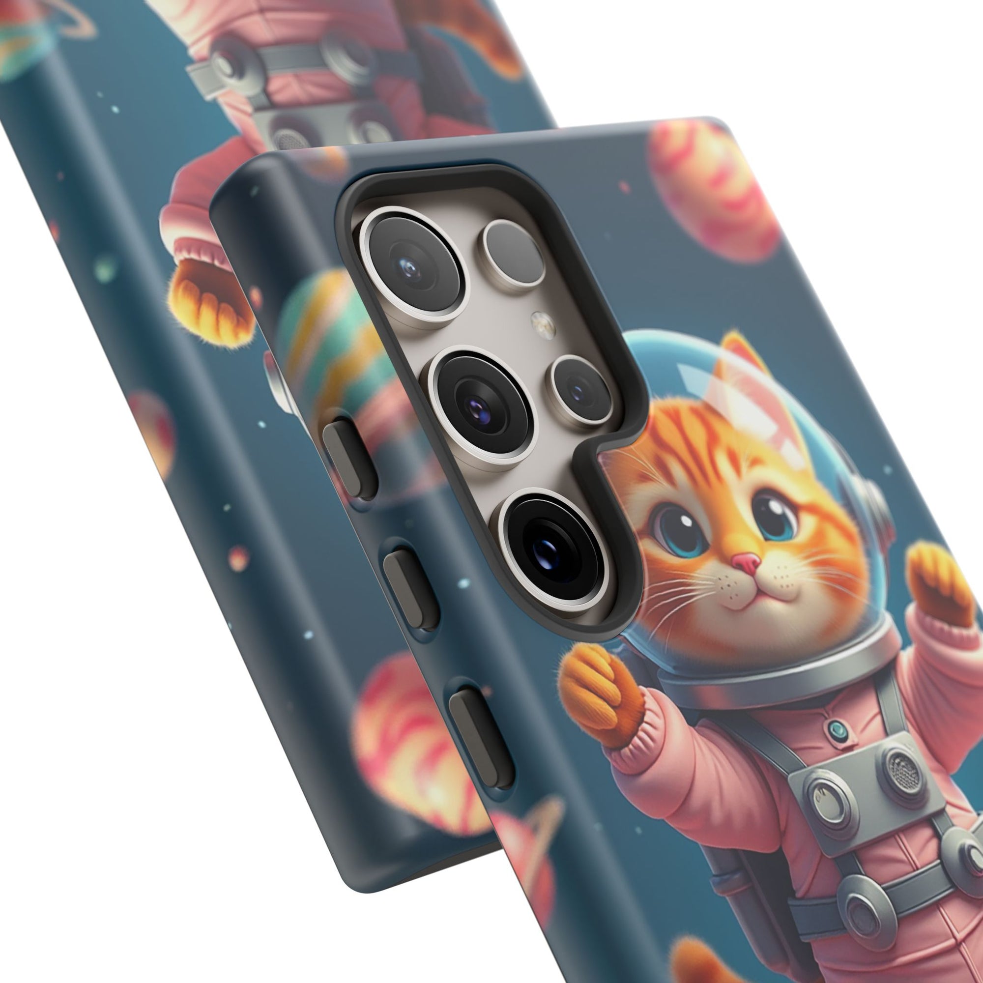 Cute Cat Phone Case, Astronaut Cat Case, Pet Lover Gift, Space Theme Accessories, Galaxy Cat Phone Cover