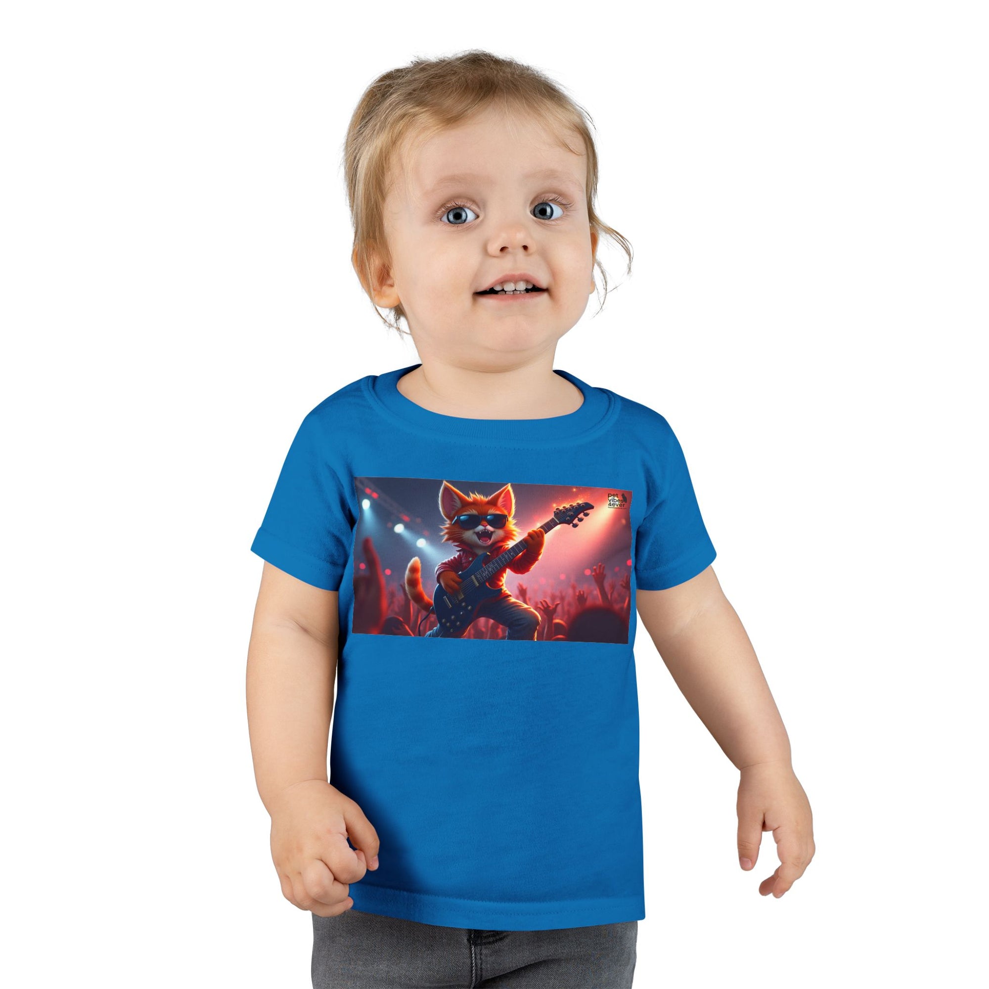 Rockstar Cat Toddler T-Shirt, Cute Graphic Tee for Kids, Birthday Gift, Music Theme Apparel, Fun Kids Outfit, Playful Toddler Top