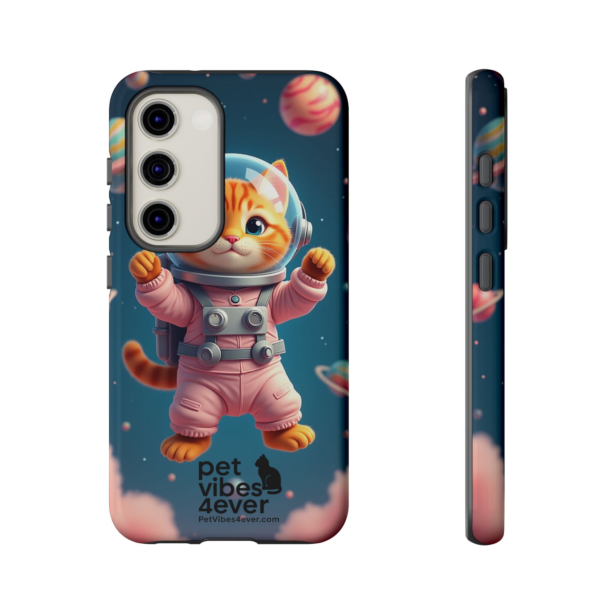 Cute Cat Phone Case, Astronaut Cat Case, Pet Lover Gift, Space Theme Accessories, Galaxy Cat Phone Cover