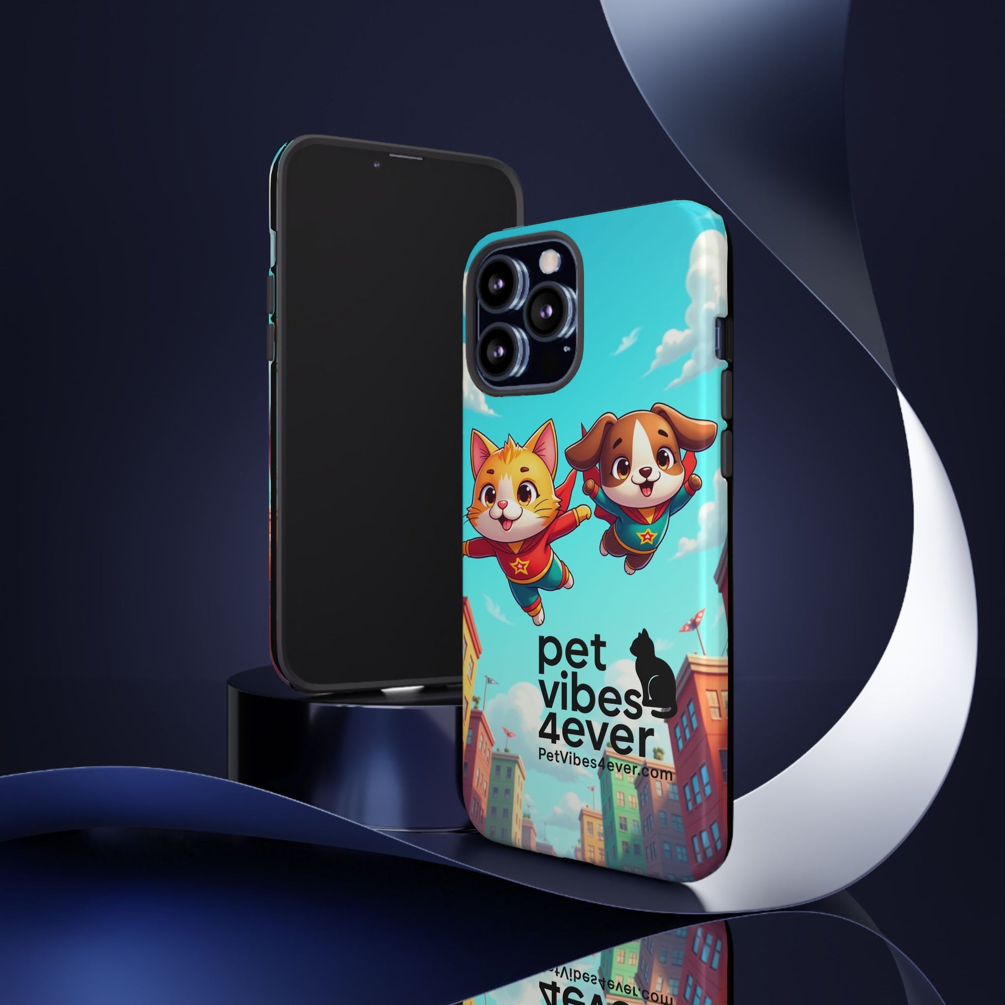 Pet Vibes Phone Case - Playful Cat and Dog Design, Animal Lover Gift, Cute Pet Accessory, Colorful Phone Cover, Fun Pet Gifts