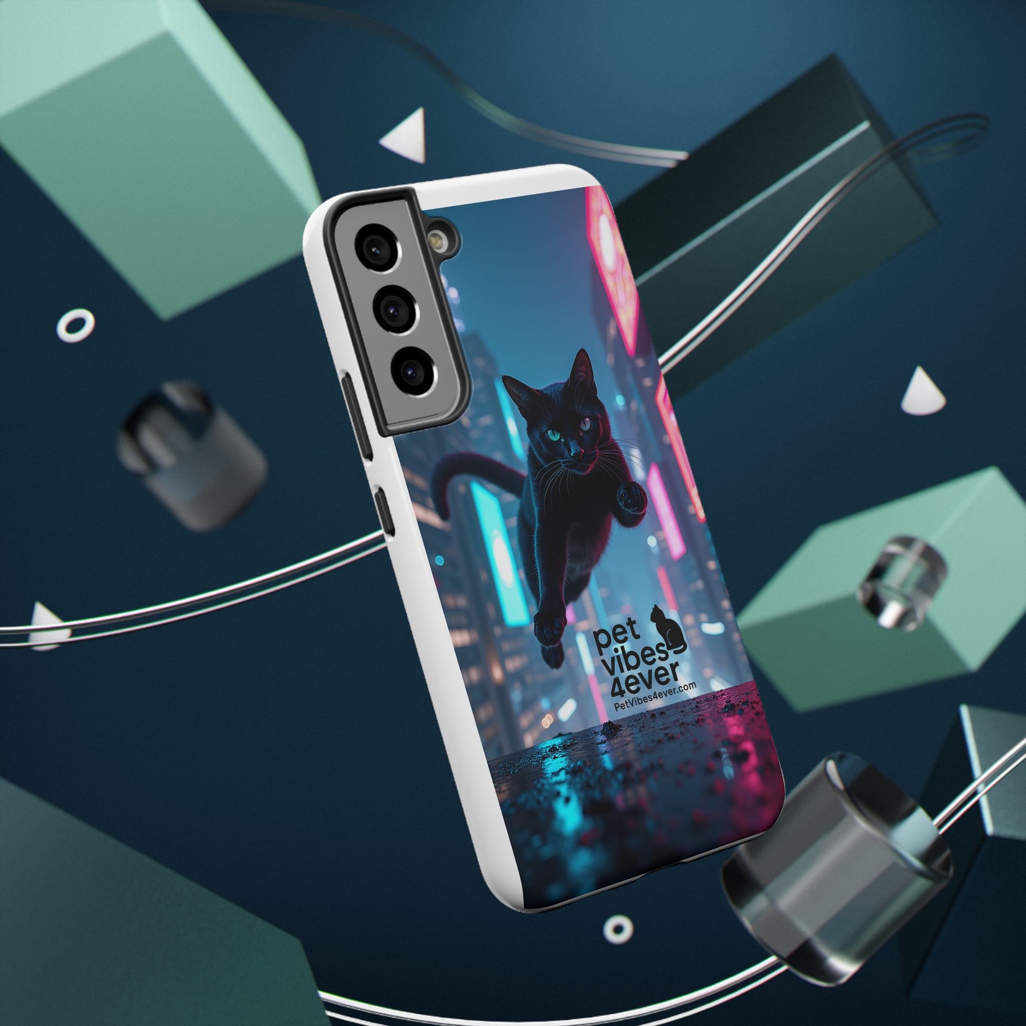 Cat-Themed Phone Case with Pet Vibes Design, Impact-Resistant Phone Case, Gift for Cat Lovers, Cute Pet Merchandise, Stylish Phone Accessory