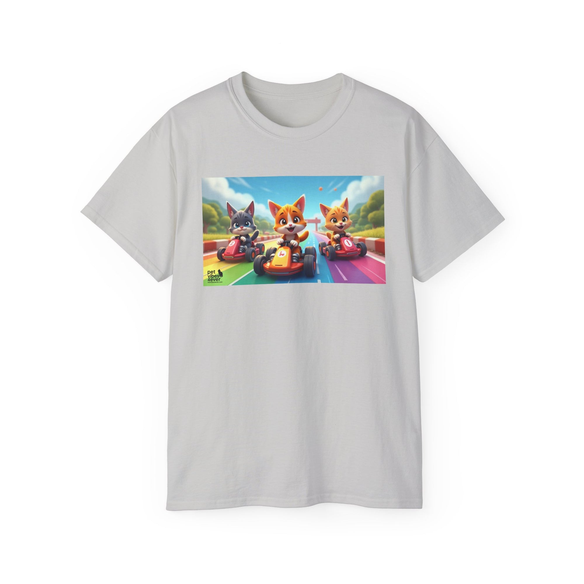 Cartoon Racing Friends Unisex Tee, Fun Gift for Gamers, Kid-Approved Style, Birthday Present, Family Game Night Apparel