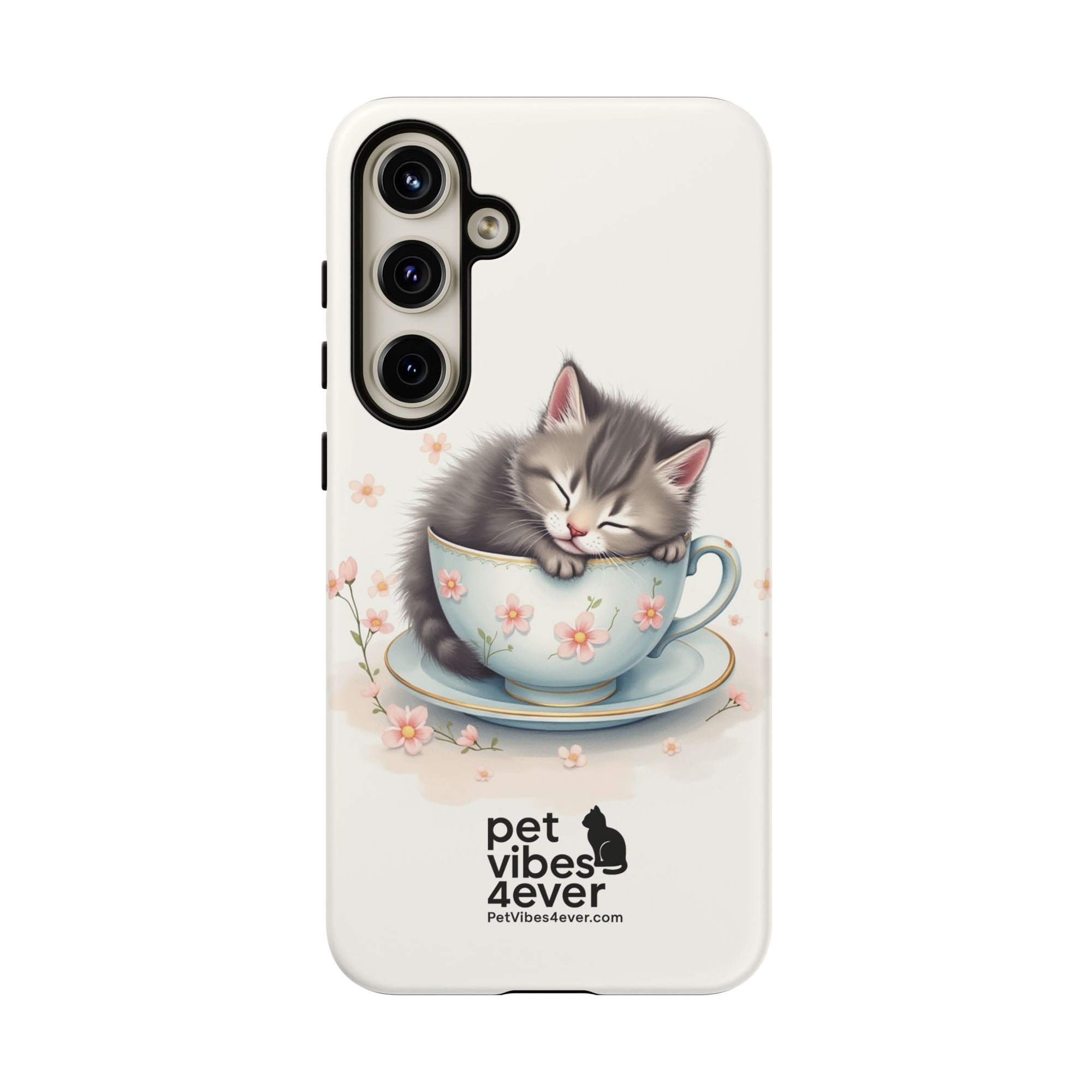 Cute Cat Phone Case, Pet Lover Gift, Soft Kitty Design, Floral Tech Accessory, Unique Animal Case, iPhone Cover, Birthday Present