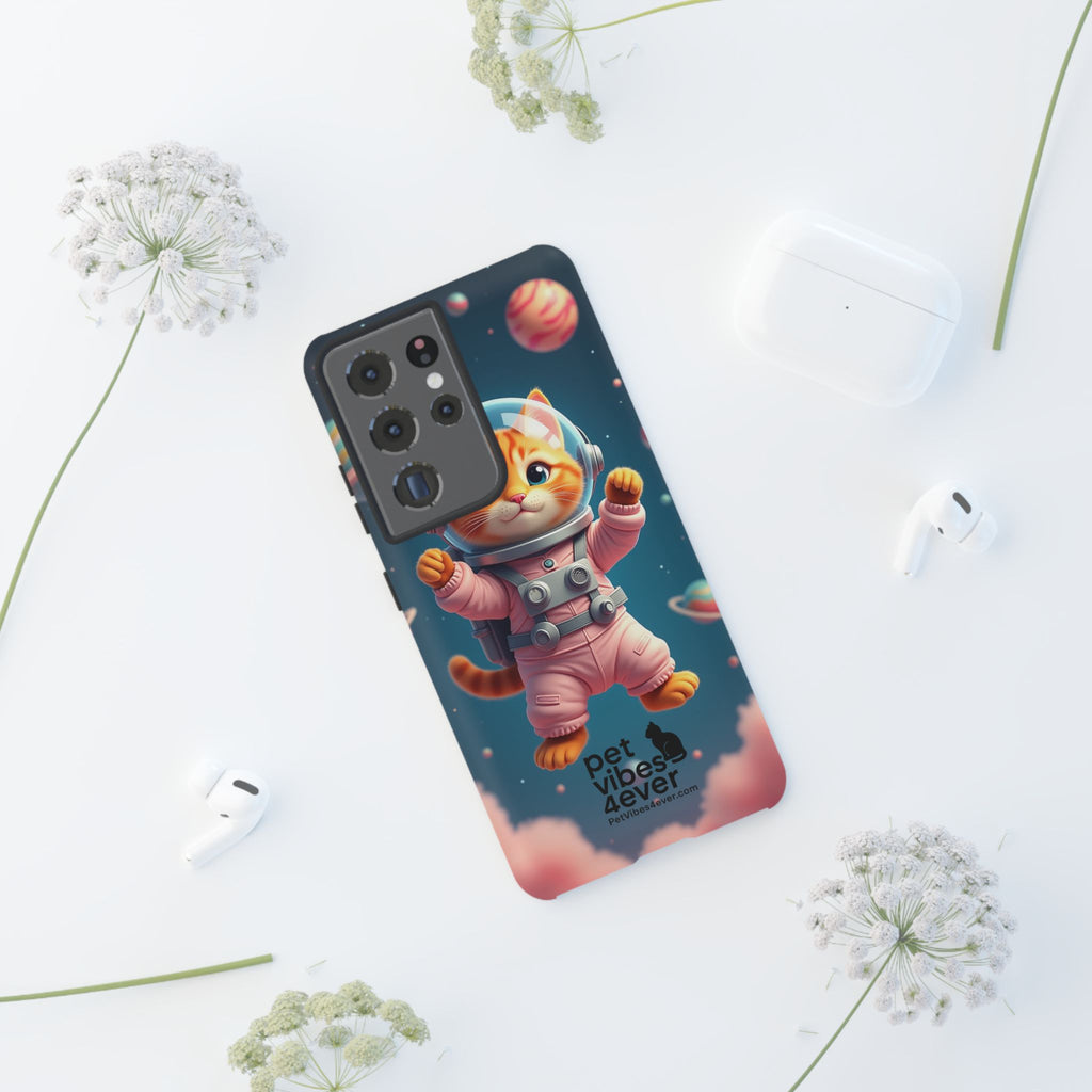 Cute Cat Phone Case, Astronaut Cat Case, Pet Lover Gift, Space Theme Accessories, Galaxy Cat Phone Cover