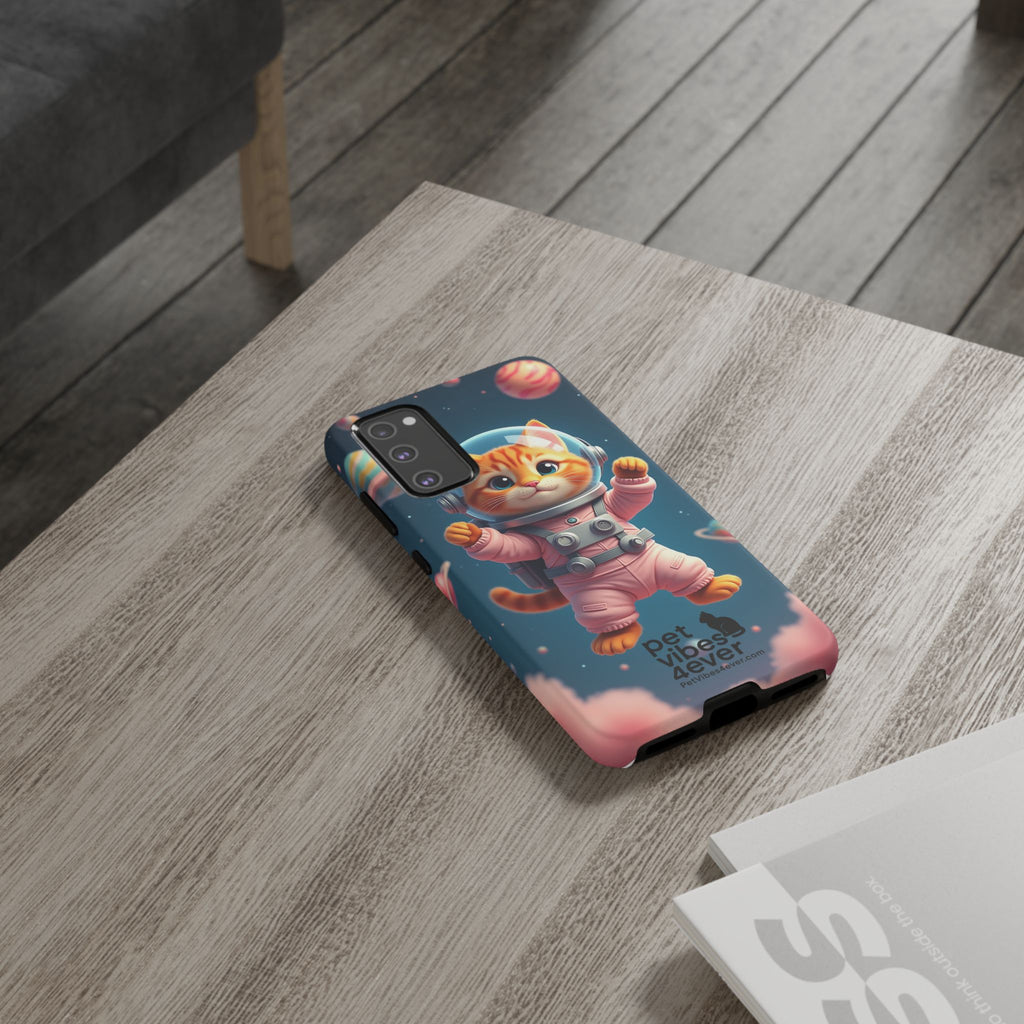 Cute Cat Phone Case, Astronaut Cat Case, Pet Lover Gift, Space Theme Accessories, Galaxy Cat Phone Cover