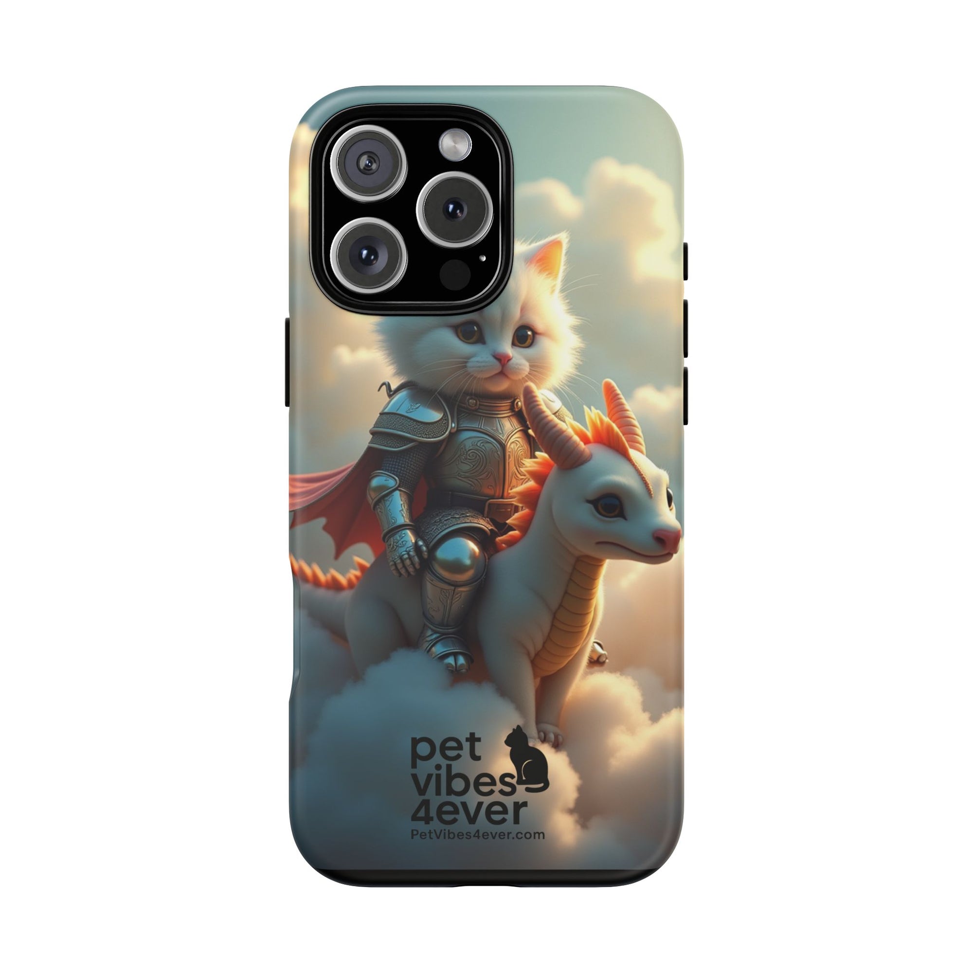 Pet Vibes Phone Case, Cute Cat and Dragon Design, Tough Phone Cover, Gift for Animal Lovers, Unique Pet Themed Accessory