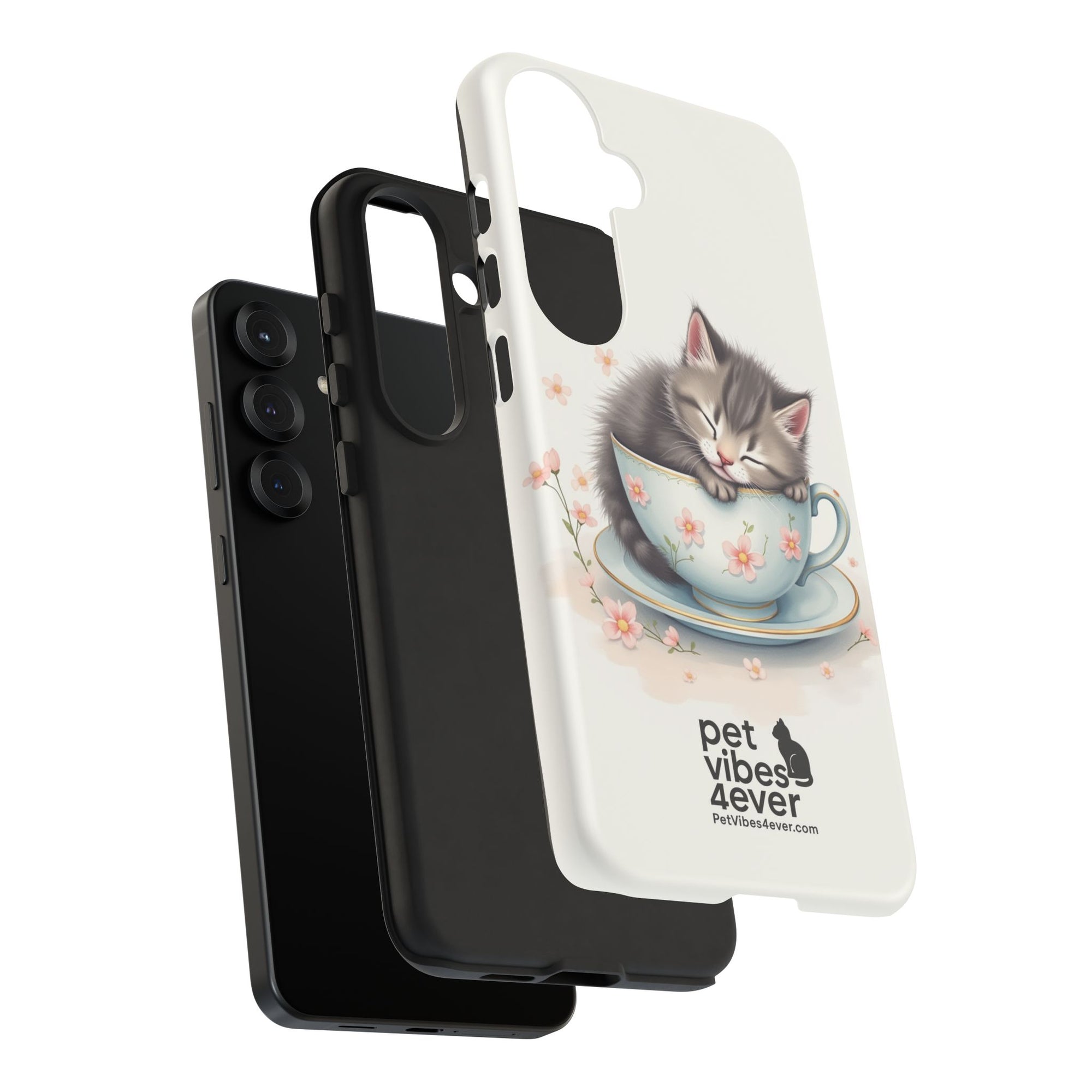 Cute Cat Phone Case, Pet Lover Gift, Soft Kitty Design, Floral Tech Accessory, Unique Animal Case, iPhone Cover, Birthday Present