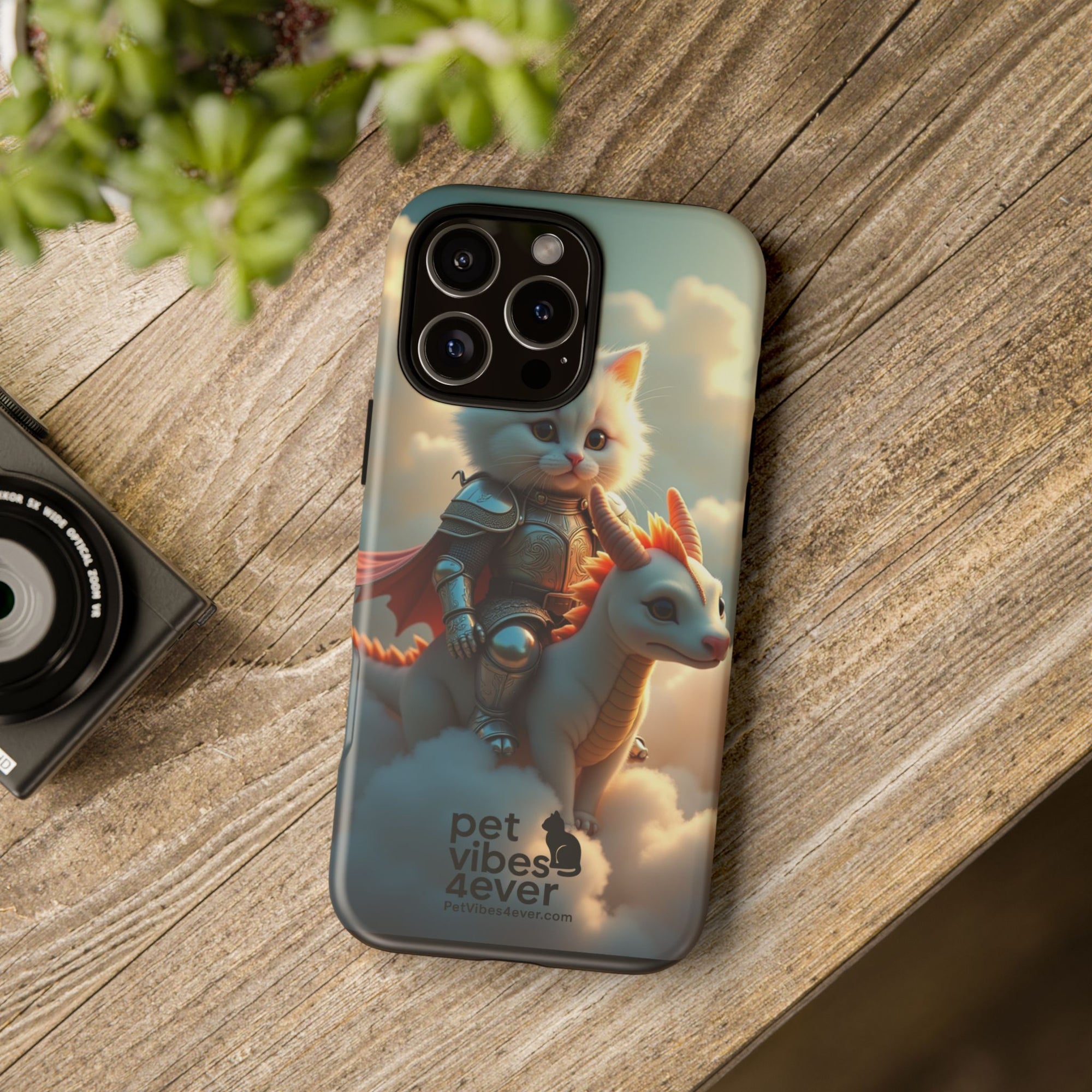 Pet Vibes Phone Case, Cute Cat and Dragon Design, Tough Phone Cover, Gift for Animal Lovers, Unique Pet Themed Accessory
