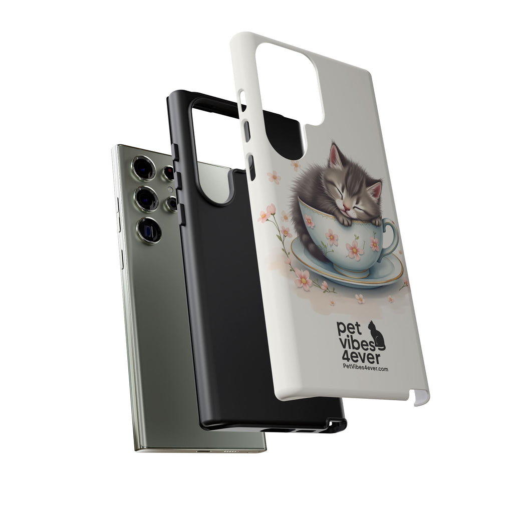 Cute Cat Phone Case, Pet Lover Gift, Soft Kitty Design, Floral Tech Accessory, Unique Animal Case, iPhone Cover, Birthday Present