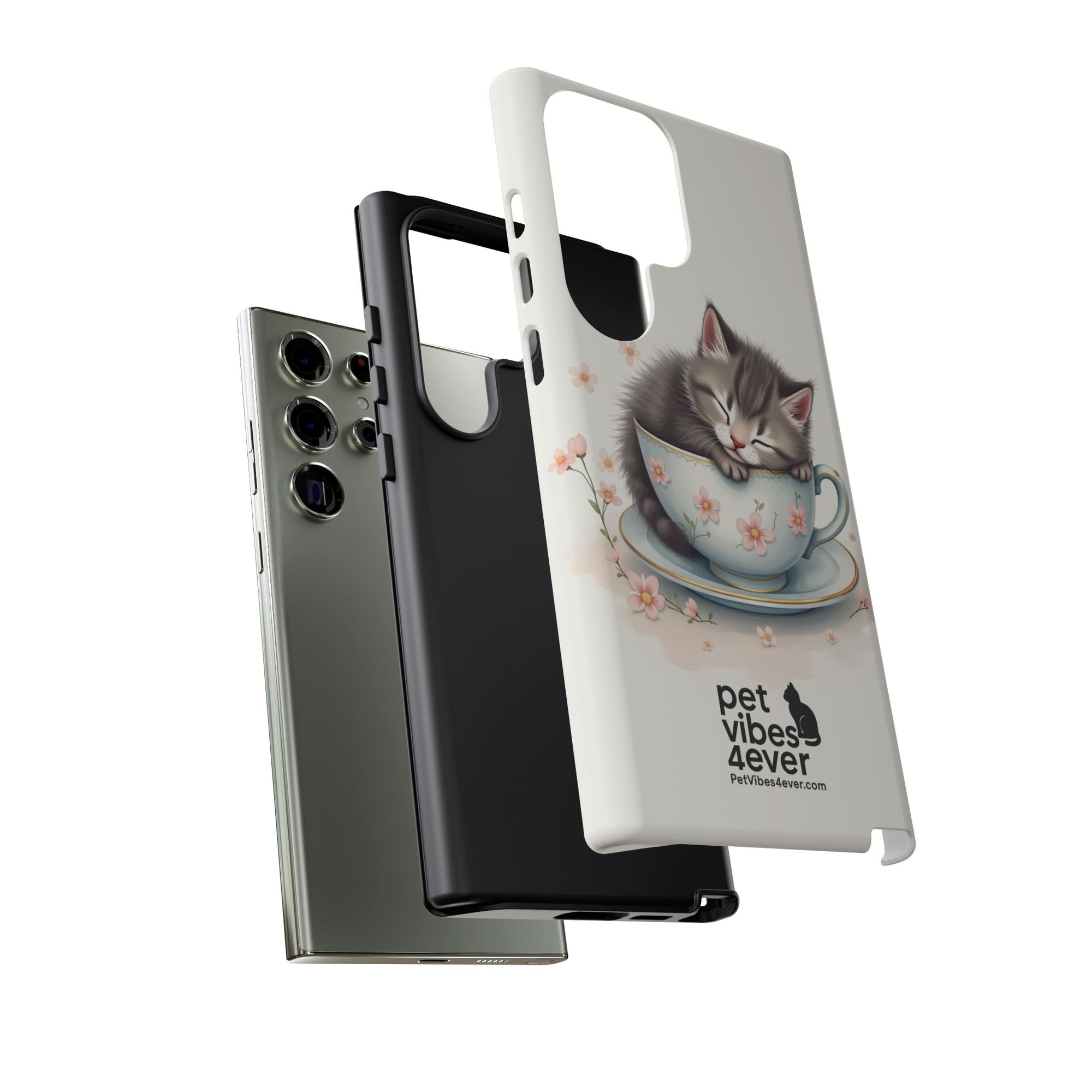 Cute Cat Phone Case, Pet Lover Gift, Soft Kitty Design, Floral Tech Accessory, Unique Animal Case, iPhone Cover, Birthday Present