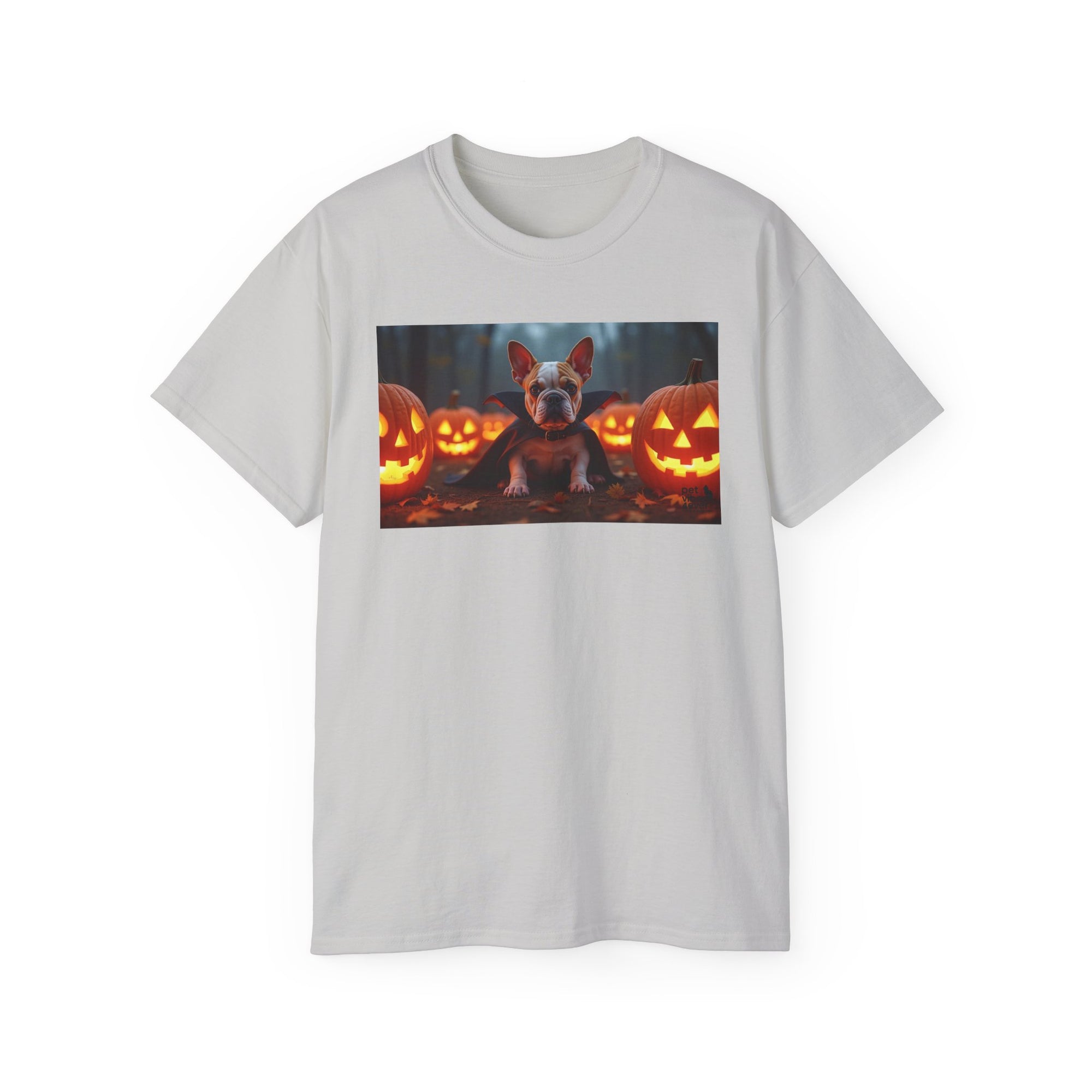 Halloween Dog Graphic Tee, Pumpkin Shirt, Fall Apparel, Casual Wear for Pet Lovers, Unisex Halloween T-Shirt
