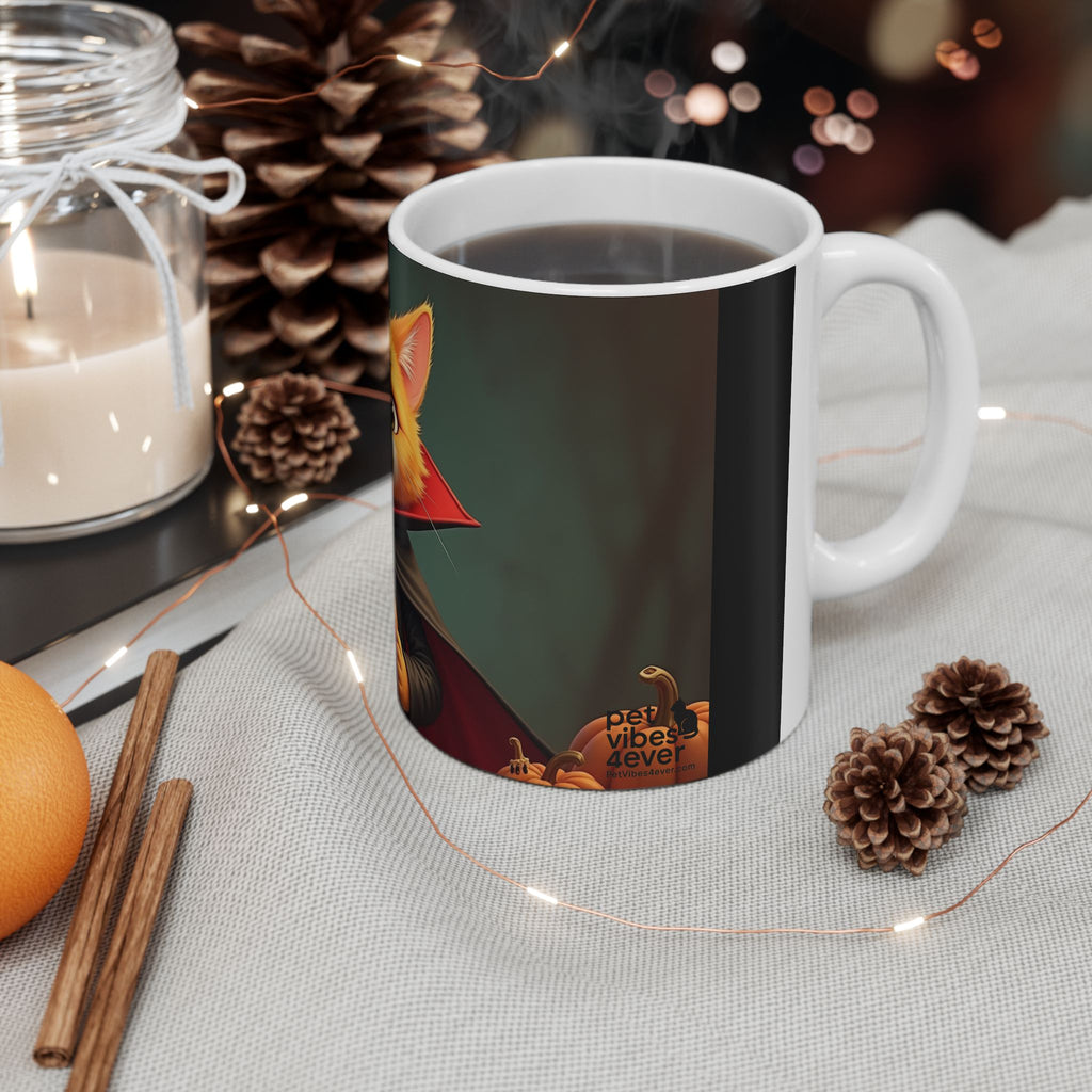 Spooky Cat Ceramic Mug - Halloween Coffee Cup for Cat Lovers, Cute Gift, Pumpkin Design, 11oz & 15oz