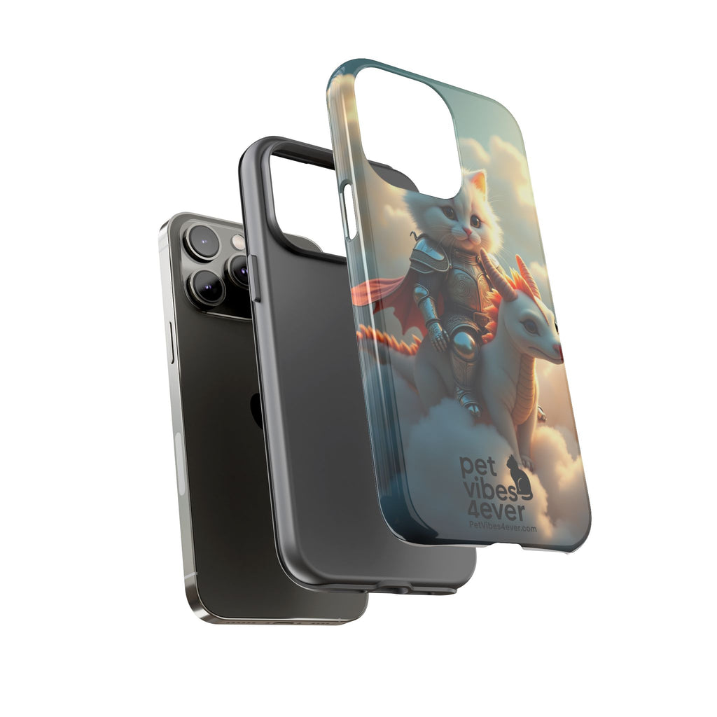 Pet Vibes Phone Case, Cute Cat and Dragon Design, Tough Phone Cover, Gift for Animal Lovers, Unique Pet Themed Accessory