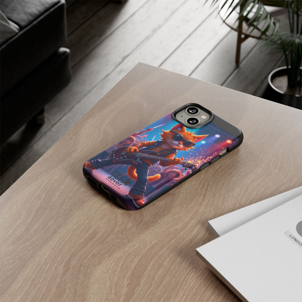 Rocking Cat Phone Case, Fun Cat Phone Cover, Cool Pet Vibes Gift, Music Lover Accessory, Unique Cat Phone Case