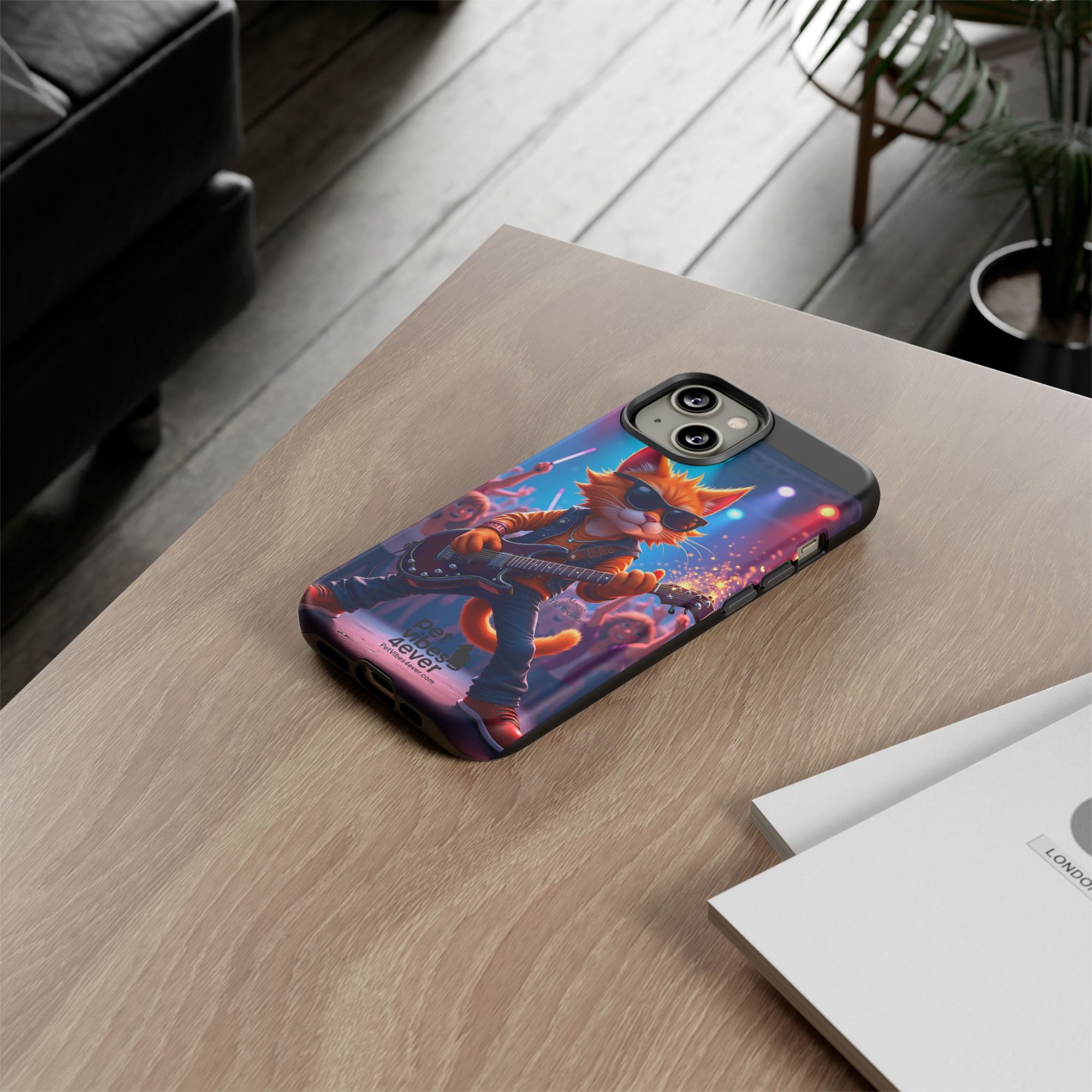 Rocking Cat Phone Case, Fun Cat Phone Cover, Cool Pet Vibes Gift, Music Lover Accessory, Unique Cat Phone Case