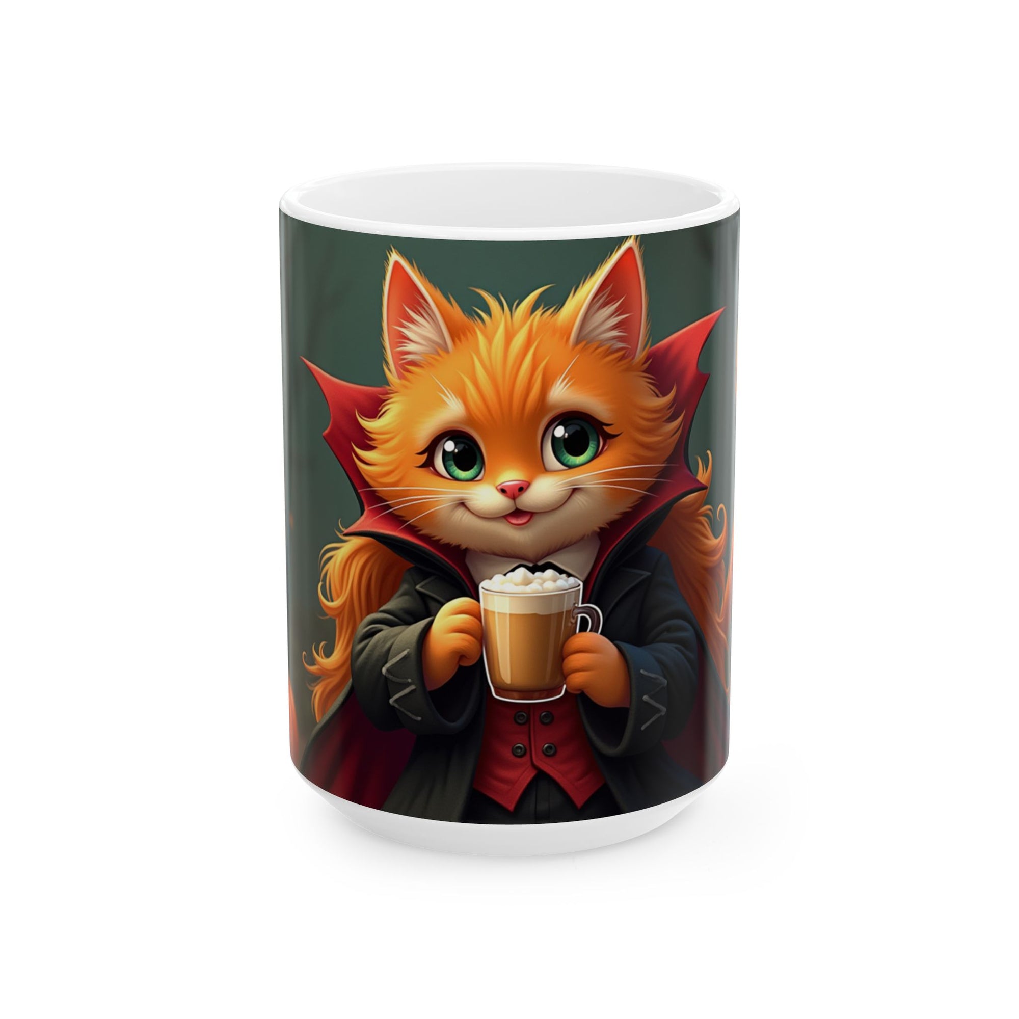 Spooky Cat Ceramic Mug, Halloween Gift, Cute Cat Lover's Mug, Whimsical Coffee Cup, Unique Cat Decor