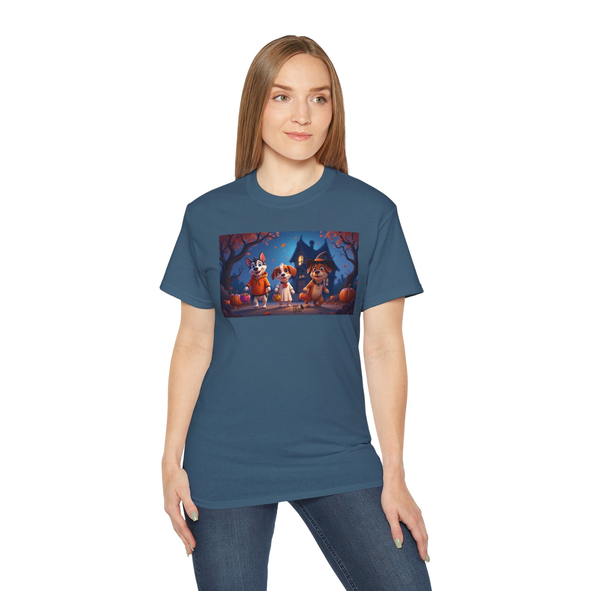 Whimsical Halloween Animal Tee, Unisex Cotton Shirt, Cute Graphic Tee, Fall Festival Apparel, Spooky Season Gift