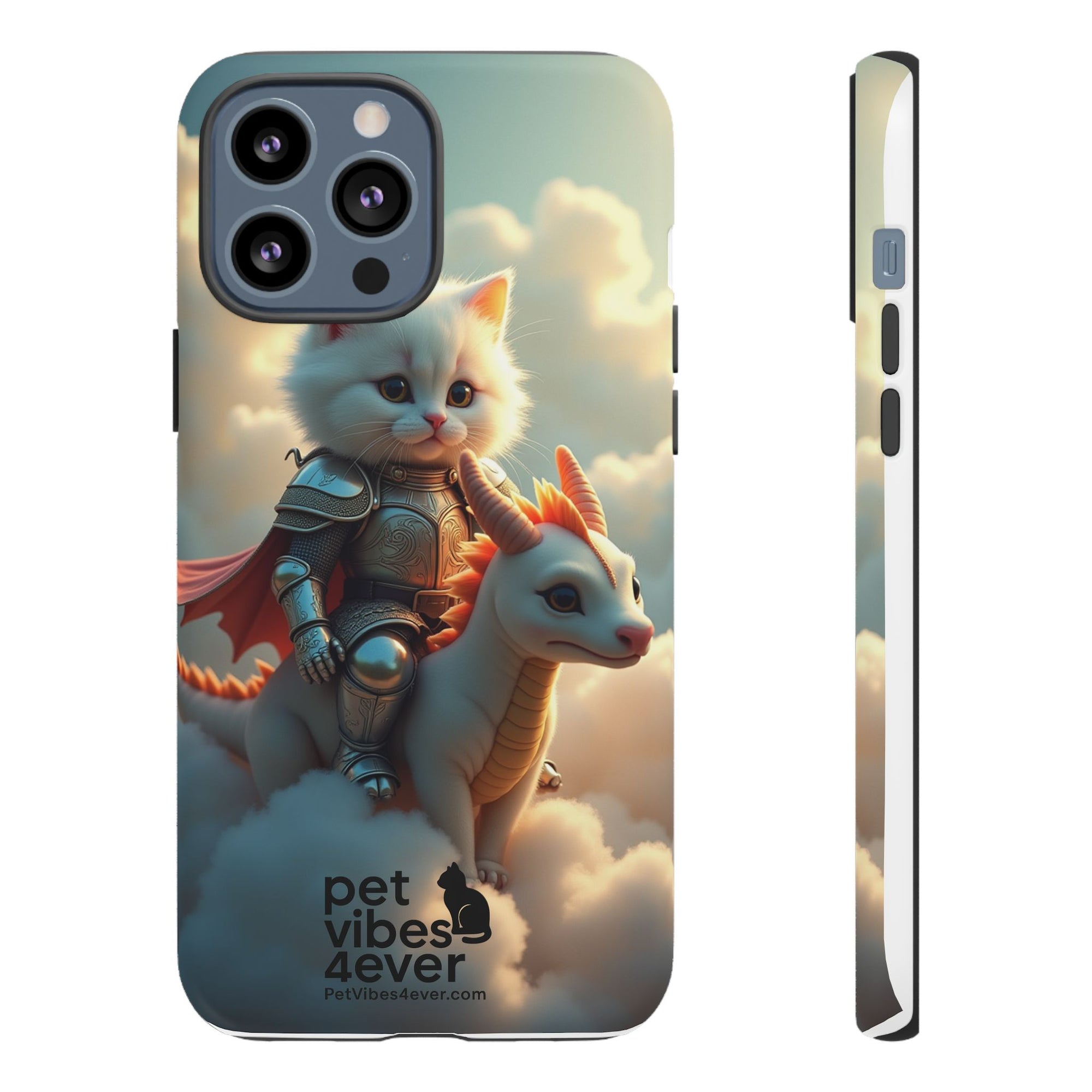 Pet Vibes Phone Case, Cute Cat and Dragon Design, Tough Phone Cover, Gift for Animal Lovers, Unique Pet Themed Accessory