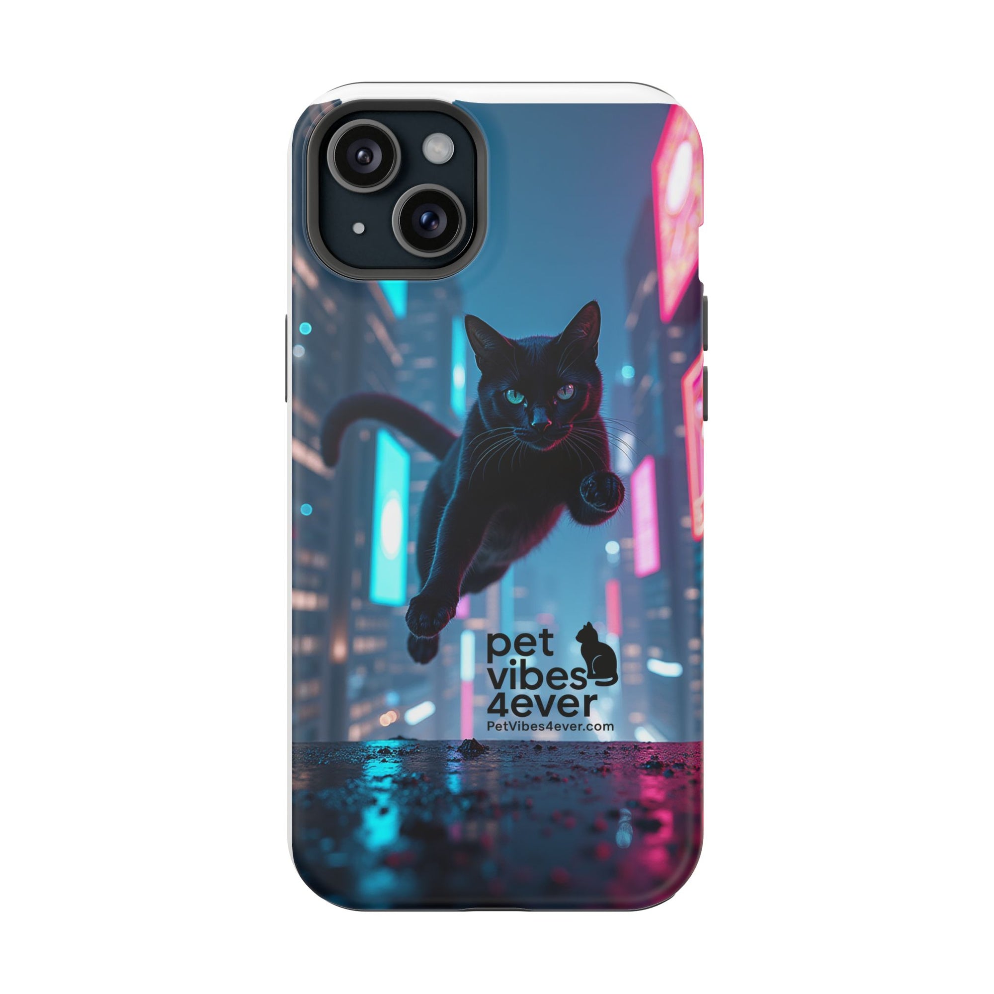Cat-Themed Phone Case with Pet Vibes Design, Impact-Resistant Phone Case, Gift for Cat Lovers, Cute Pet Merchandise, Stylish Phone Accessory