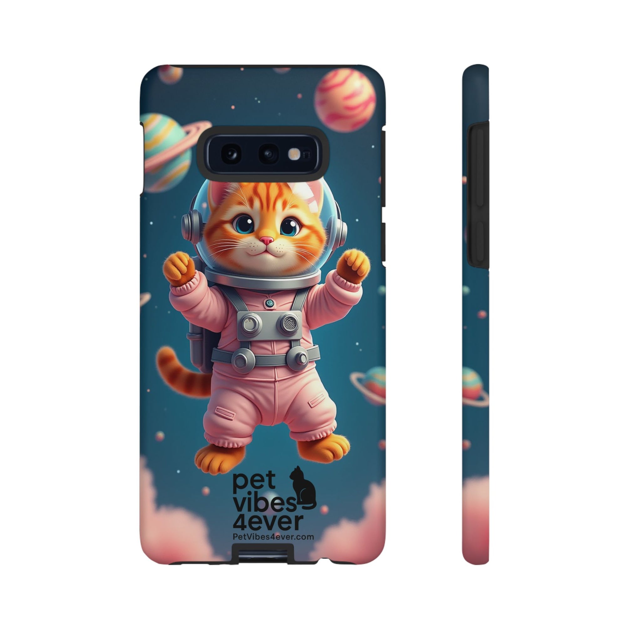 Cute Cat Phone Case, Astronaut Cat Case, Pet Lover Gift, Space Theme Accessories, Galaxy Cat Phone Cover