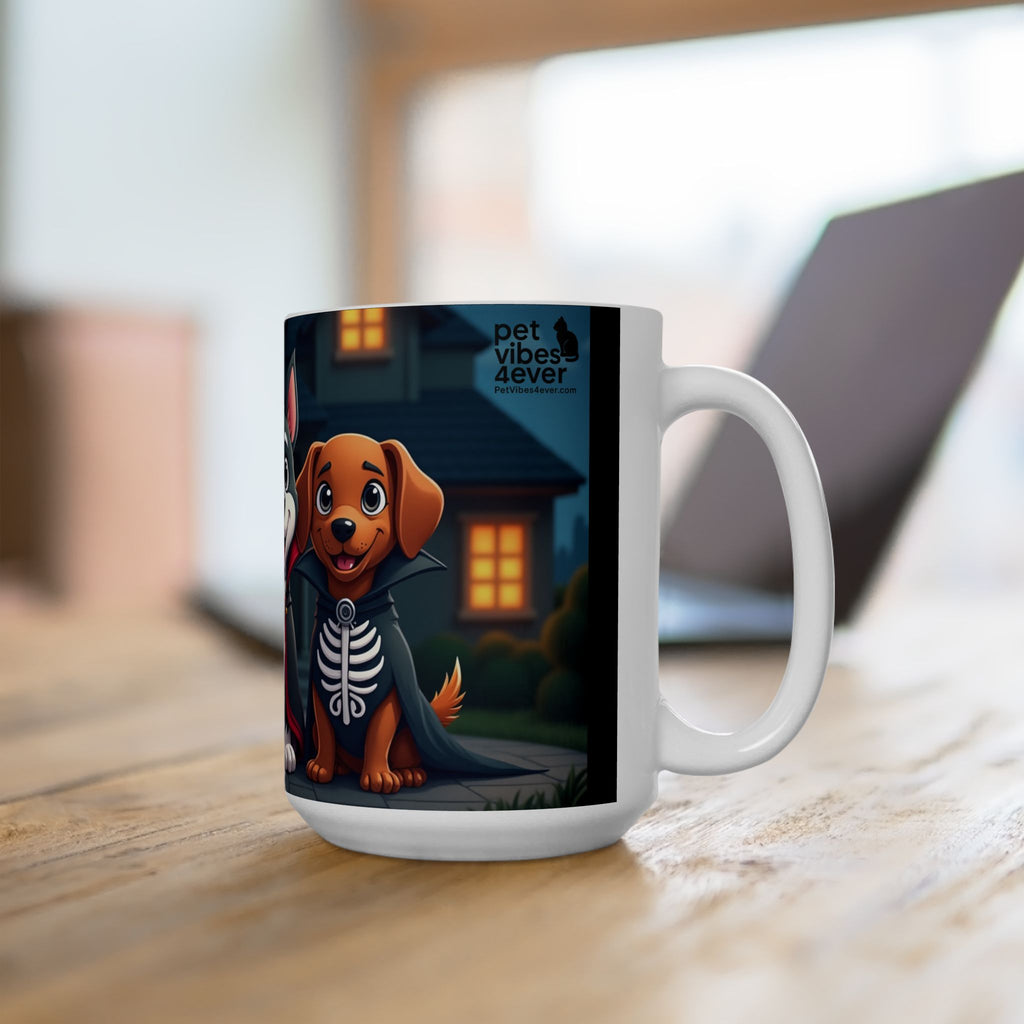 Halloween Dog Lover's Ceramic Mug, Cute Pup Design, 11oz, 15oz, Perfect for Gifts, Home Decor, Pet Lovers, Coffee, Hot Chocolate