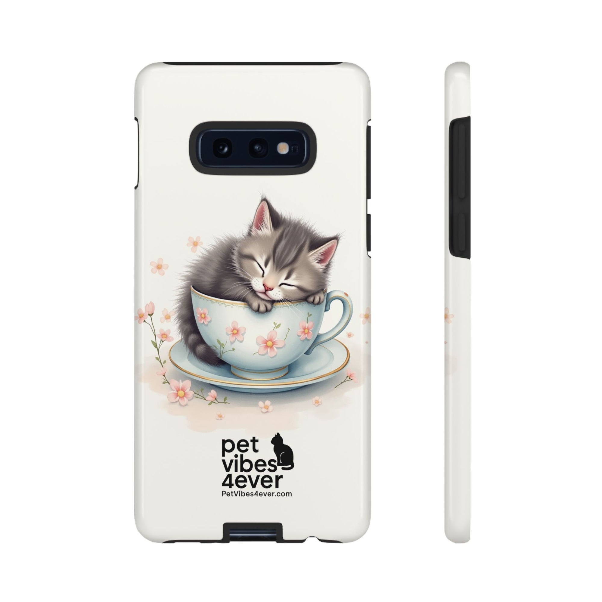 Cute Cat Phone Case, Pet Lover Gift, Soft Kitty Design, Floral Tech Accessory, Unique Animal Case, iPhone Cover, Birthday Present