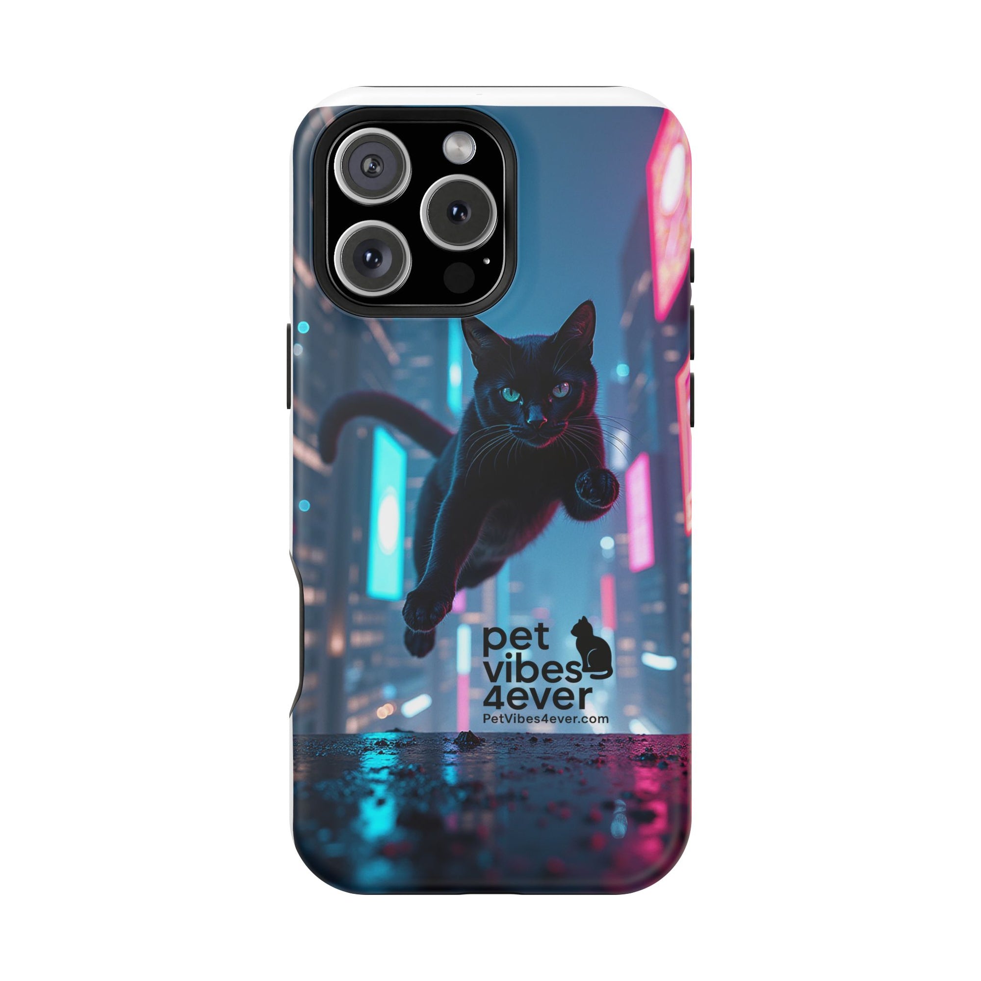 Cat-Themed Phone Case with Pet Vibes Design, Impact-Resistant Phone Case, Gift for Cat Lovers, Cute Pet Merchandise, Stylish Phone Accessory