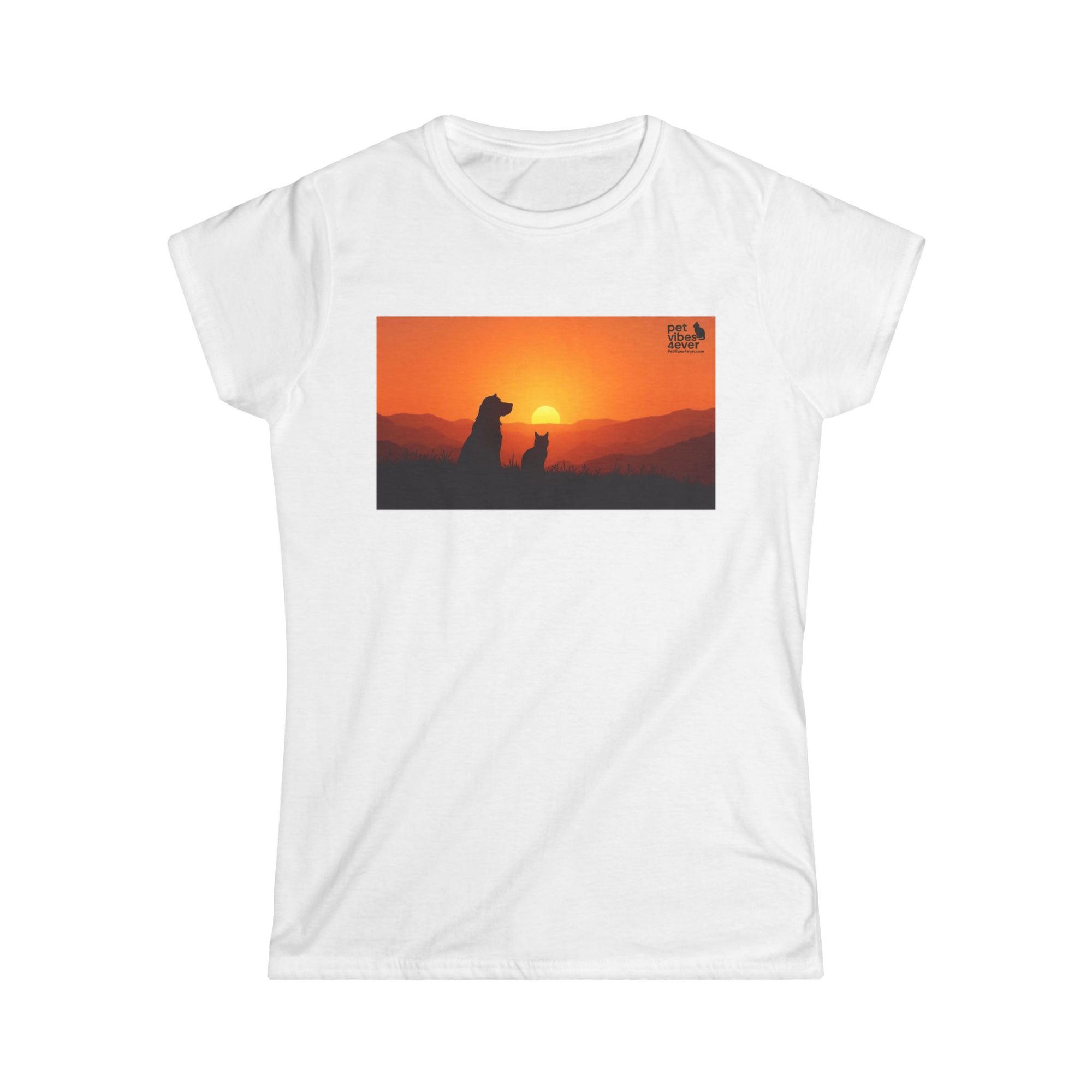 Women's Sunset Dog Lovers Tee, Cute Pet Lover Shirt, Animal Lover Gift, Casual Wear, Summer Top, Dog Mom Apparel