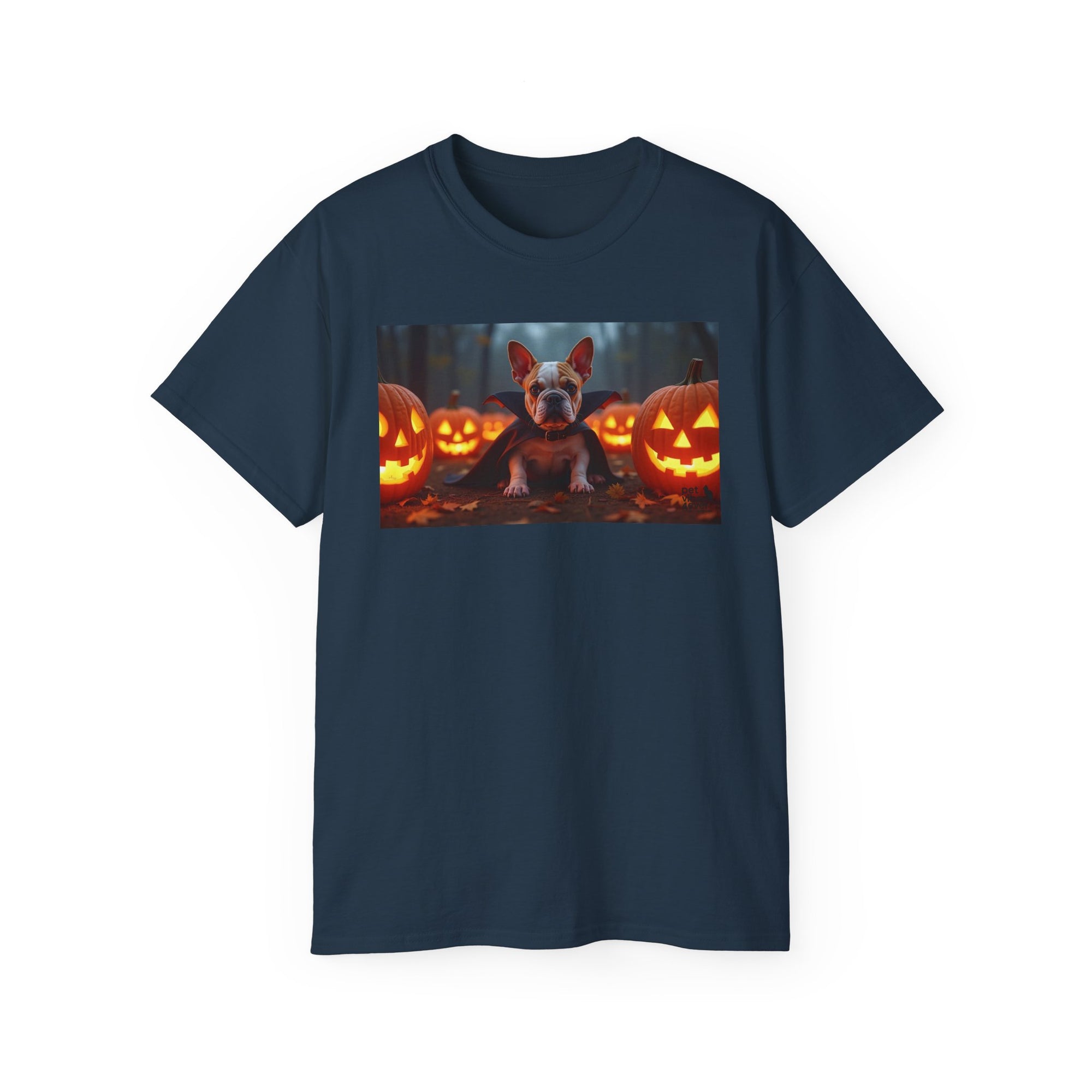 Halloween Dog Graphic Tee, Pumpkin Shirt, Fall Apparel, Casual Wear for Pet Lovers, Unisex Halloween T-Shirt