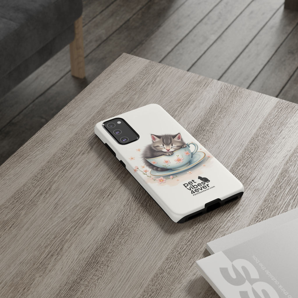 Cute Cat Phone Case, Pet Lover Gift, Soft Kitty Design, Floral Tech Accessory, Unique Animal Case, iPhone Cover, Birthday Present