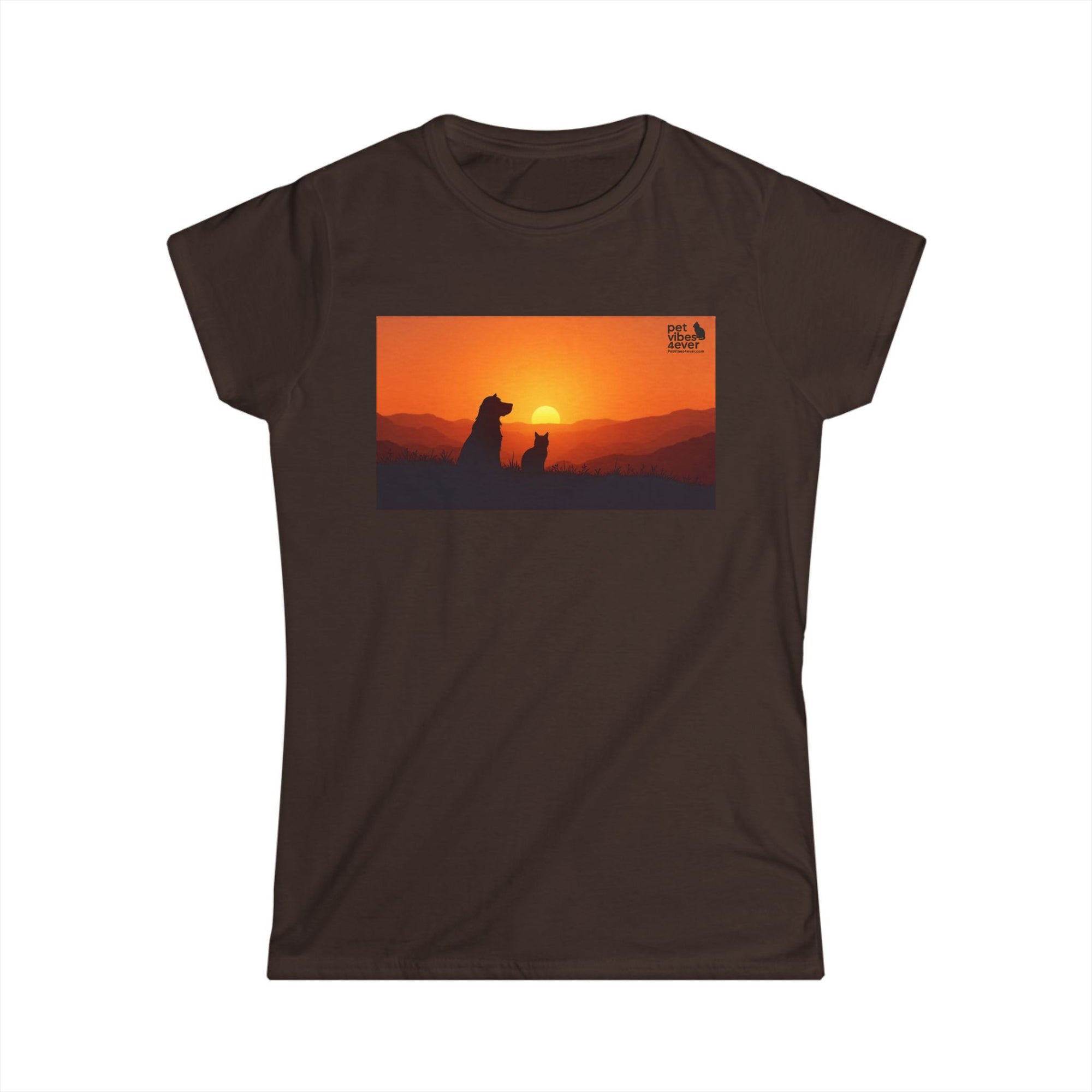 Women's Sunset Dog Lovers Tee, Cute Pet Lover Shirt, Animal Lover Gift, Casual Wear, Summer Top, Dog Mom Apparel