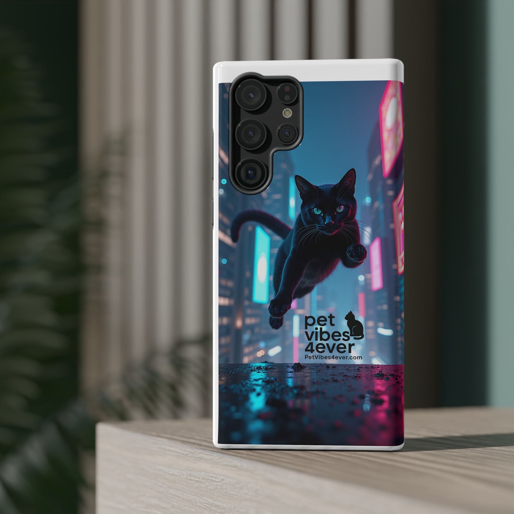 Cat-Themed Phone Case with Pet Vibes Design, Impact-Resistant Phone Case, Gift for Cat Lovers, Cute Pet Merchandise, Stylish Phone Accessory