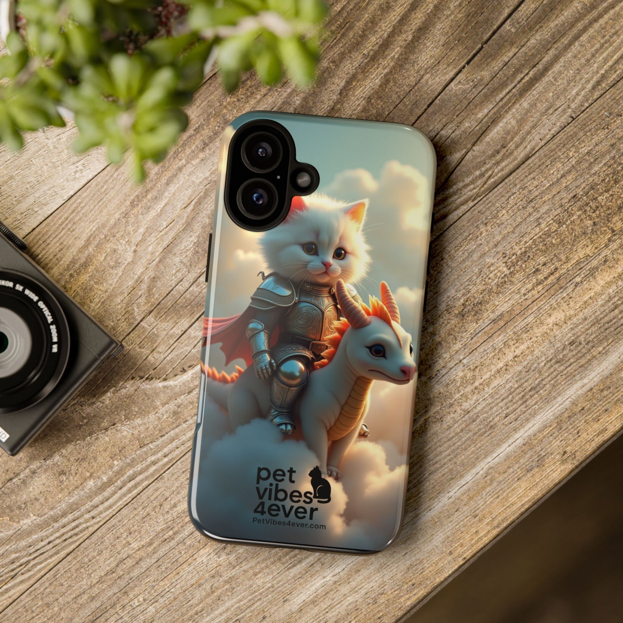 Pet Vibes Phone Case, Cute Cat and Dragon Design, Tough Phone Cover, Gift for Animal Lovers, Unique Pet Themed Accessory
