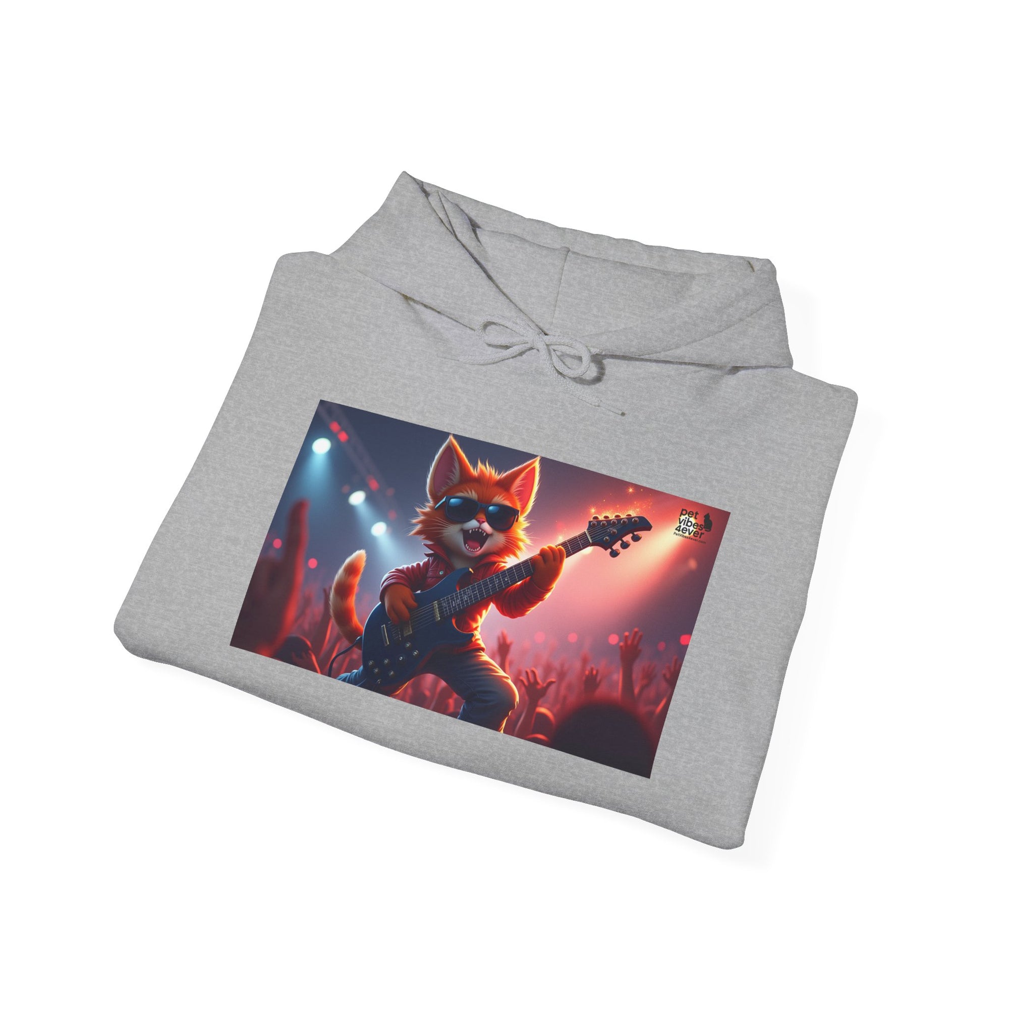 Funky Cat Hoodie - Unisex Heavy Blend Sweatshirt, Cool Graphic Hoodie, Perfect Gift for Cat Lovers, Concert Apparel, Cozy Style