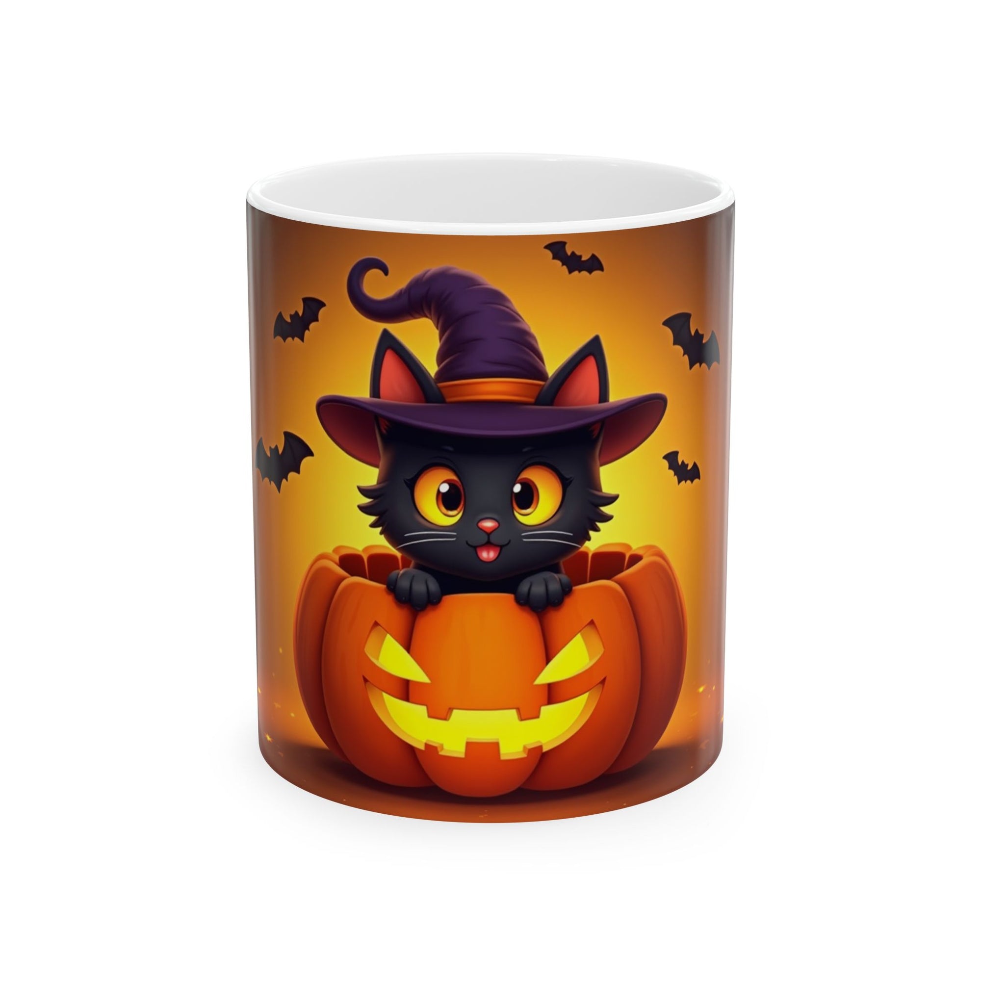 Halloween Cat Pumpkin Mug - Perfect for Coffee Lovers, Holiday Gifts, Spooky Decor, Cat Enthusiasts, or Fall Celebrations