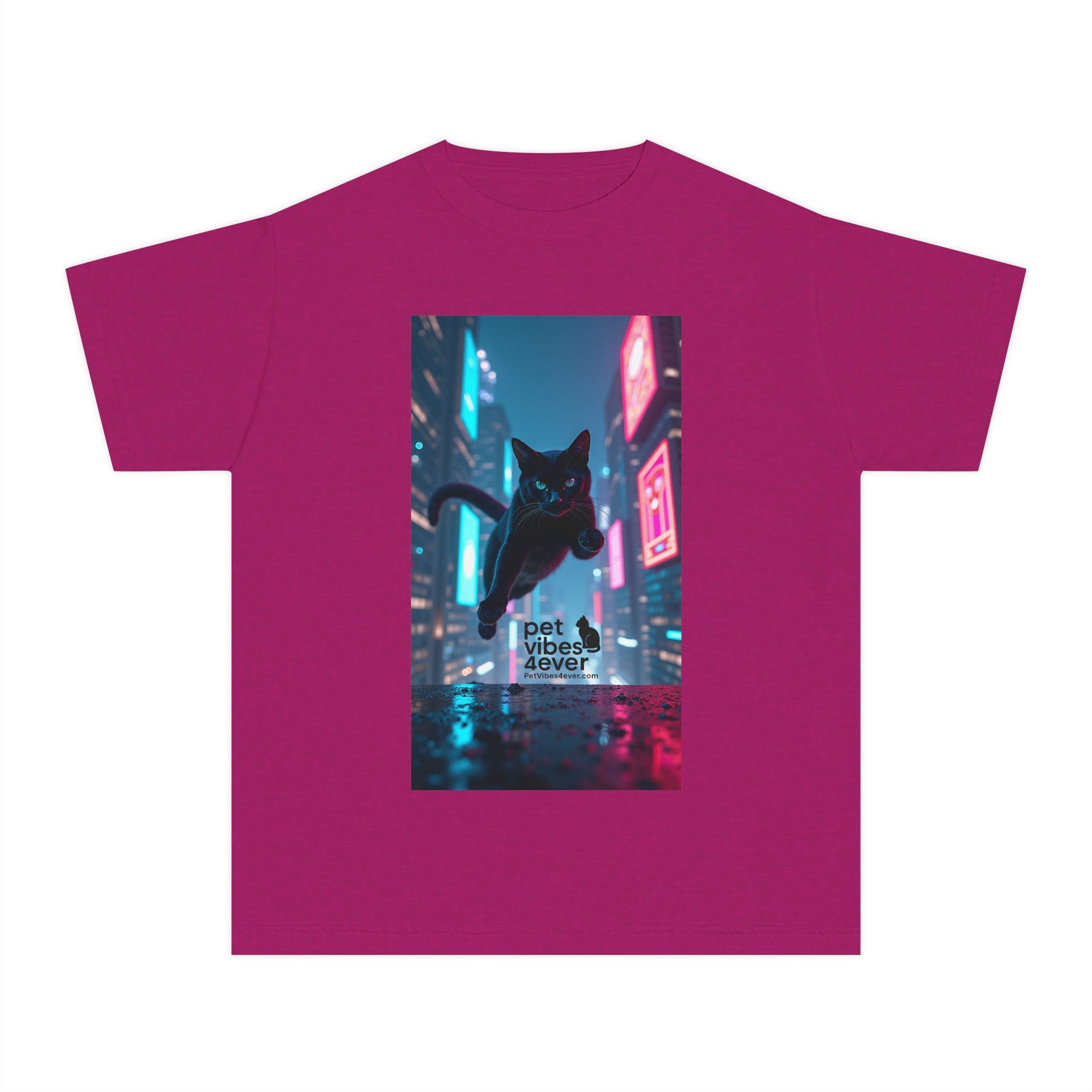 Youth Cat Vibes Tee, Cool Graphic Youth T-Shirt, Stylish Cat Shirt, Perfect for Pet Lovers, Casual Wear, Birthday Gift