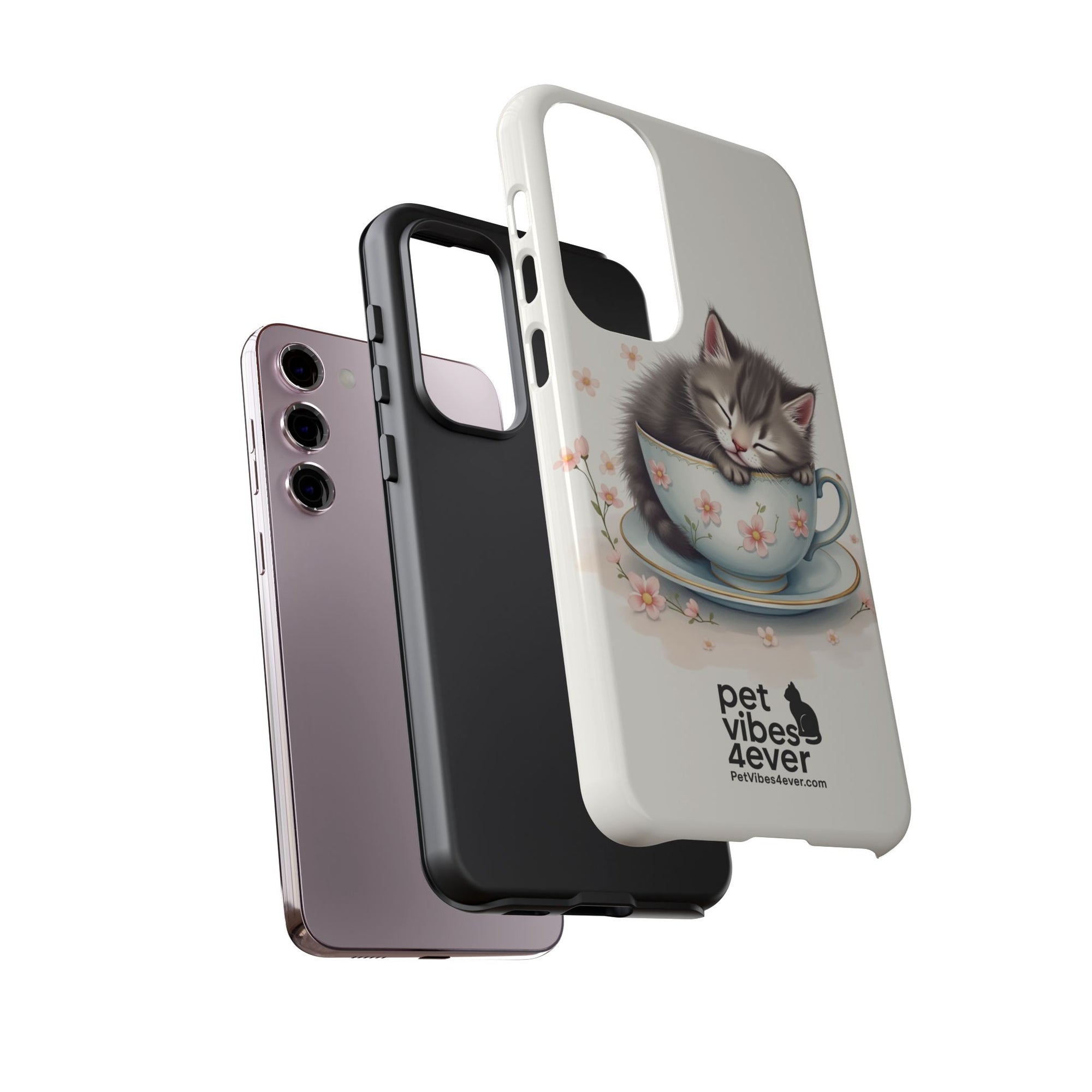 Cute Cat Phone Case, Pet Lover Gift, Soft Kitty Design, Floral Tech Accessory, Unique Animal Case, iPhone Cover, Birthday Present