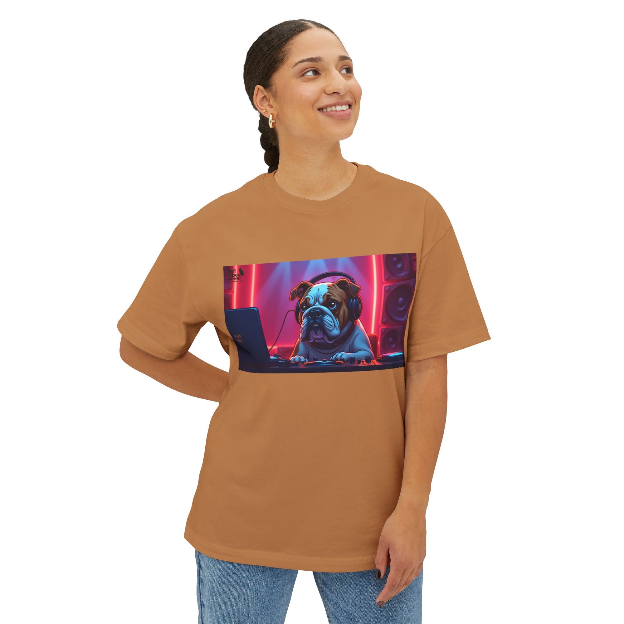 DJ Dog Graphic Tee, Trendy Unisex Oversized T-Shirt, Music Lover Gift, Casual Streetwear, Pet Lover Apparel