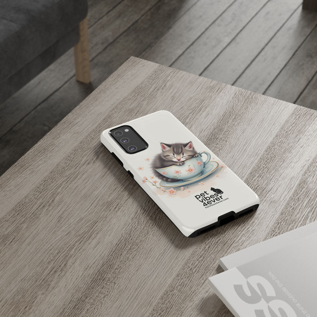 Cute Cat Phone Case, Pet Lover Gift, Soft Kitty Design, Floral Tech Accessory, Unique Animal Case, iPhone Cover, Birthday Present