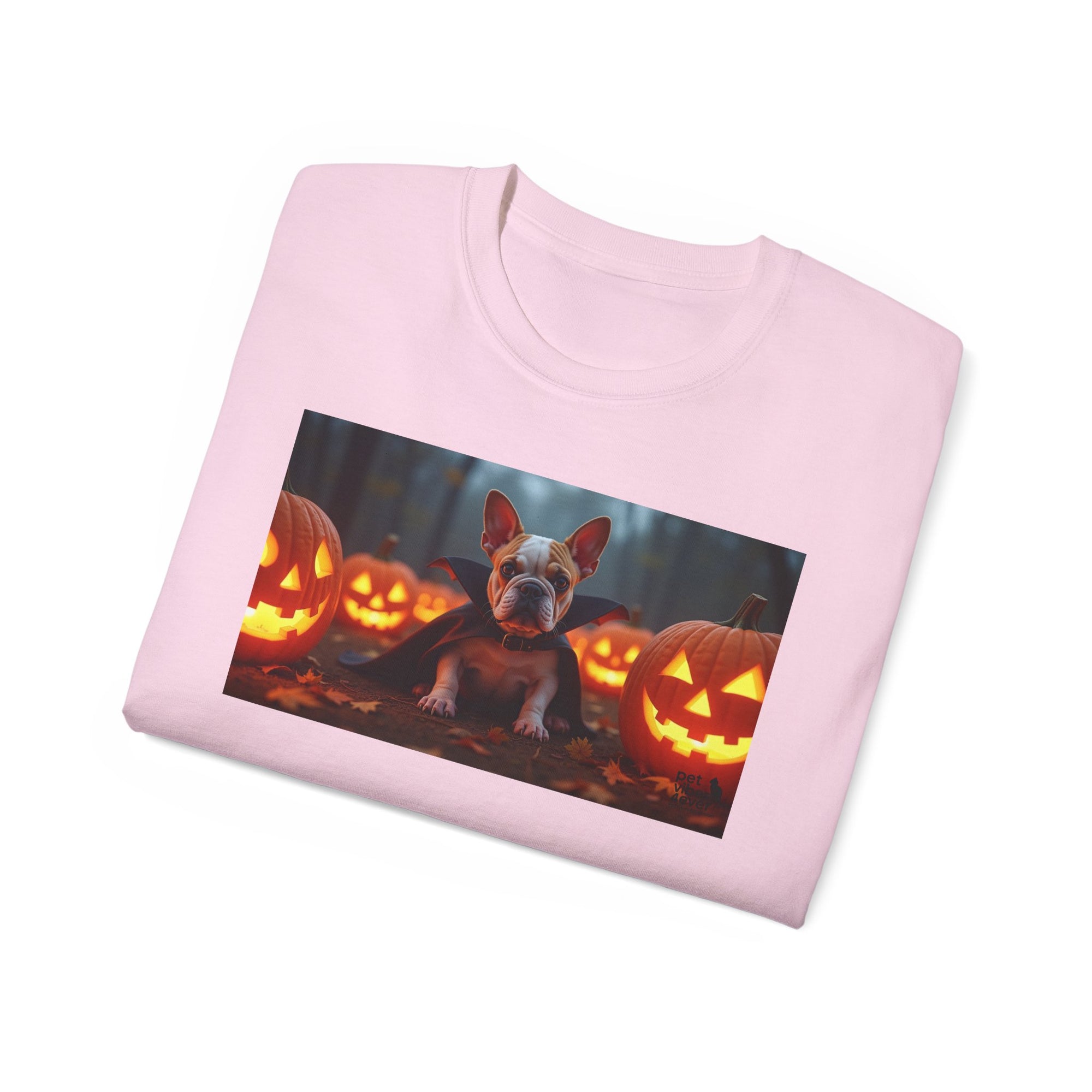 Halloween Dog Graphic Tee, Pumpkin Shirt, Fall Apparel, Casual Wear for Pet Lovers, Unisex Halloween T-Shirt