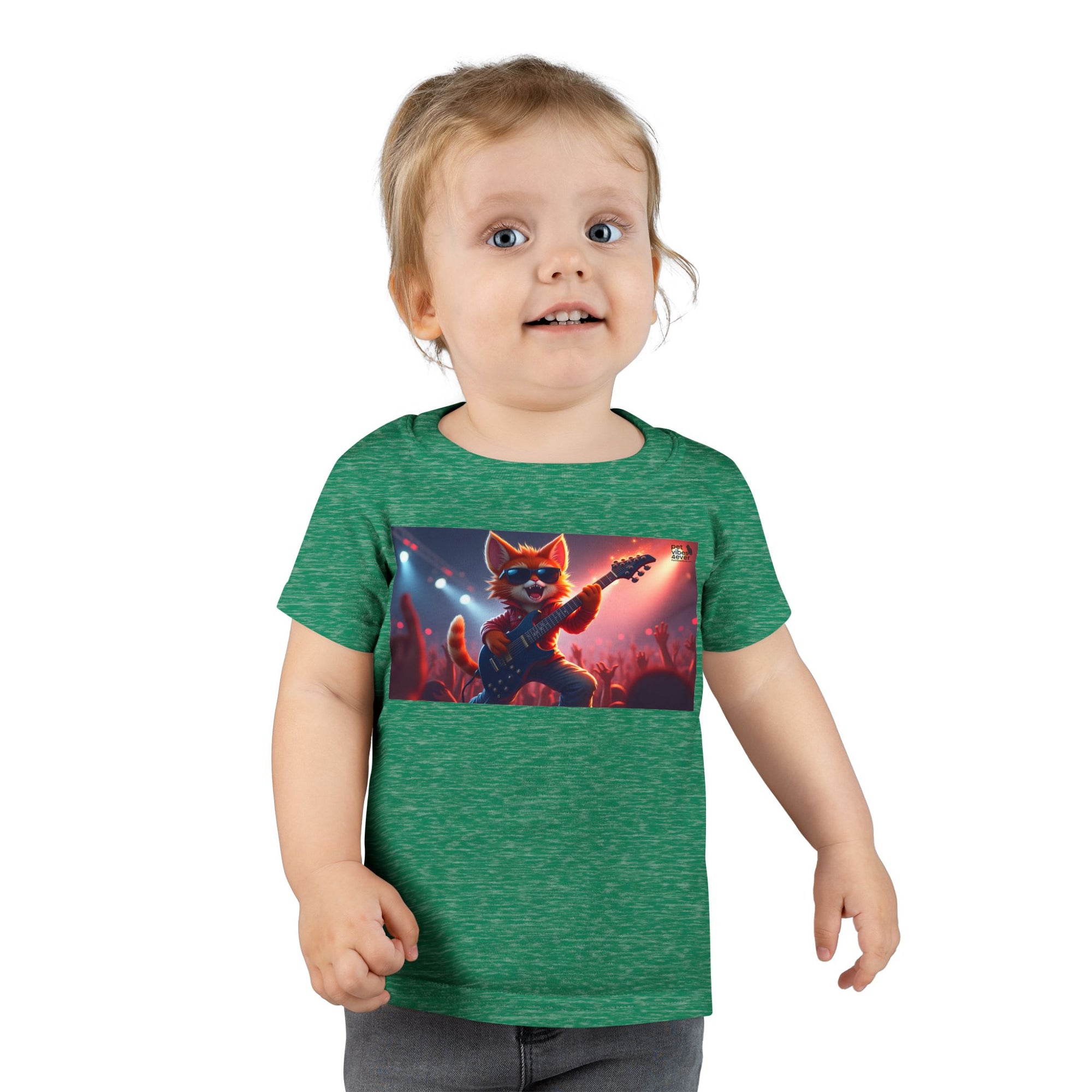 Rockstar Cat Toddler T-Shirt, Cute Graphic Tee for Kids, Birthday Gift, Music Theme Apparel, Fun Kids Outfit, Playful Toddler Top