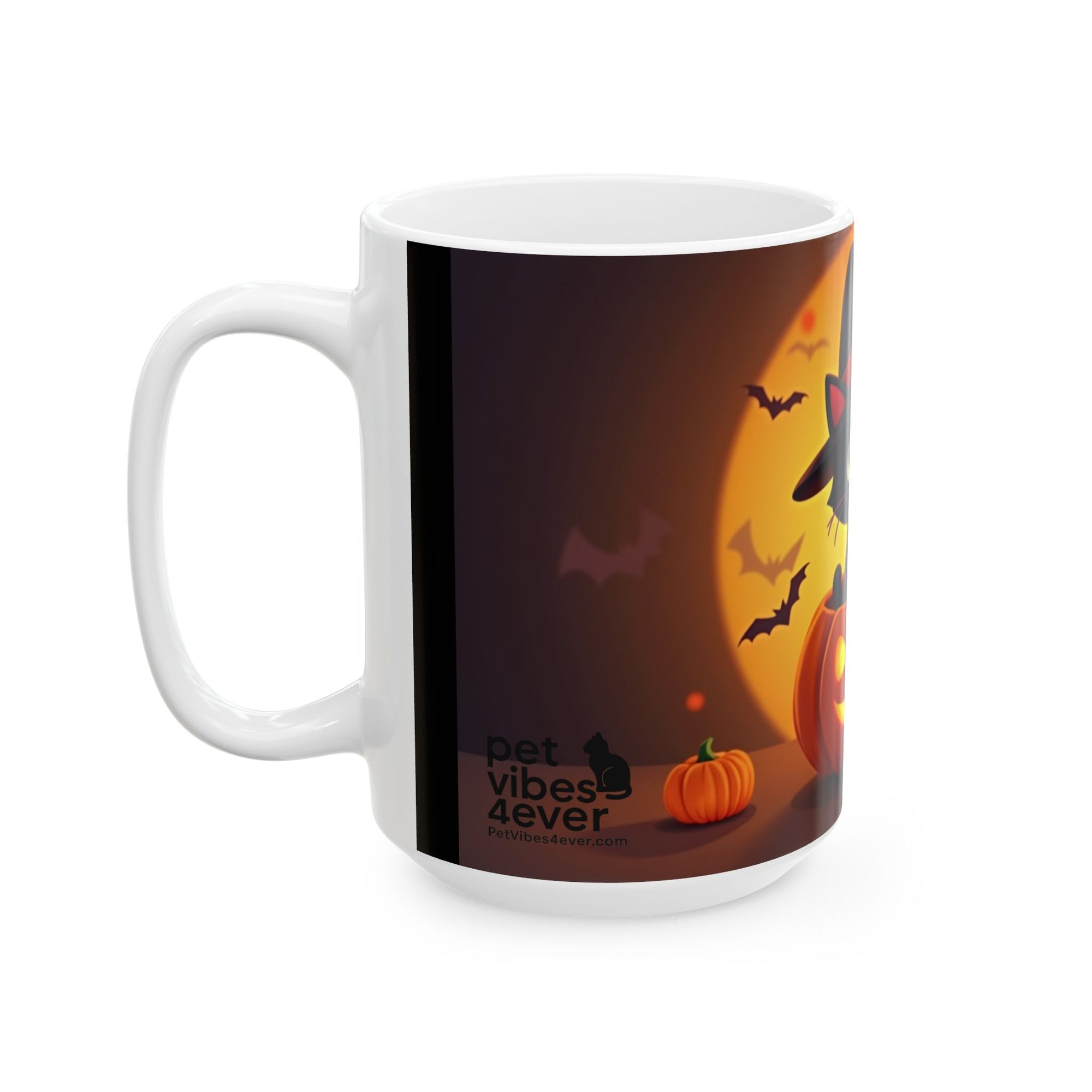 Halloween Cat Ceramic Mug - Cute Black Cat, Pumpkin Design, Coffee Mug, Halloween Decor, Cat Lover Gift, Spooky Season